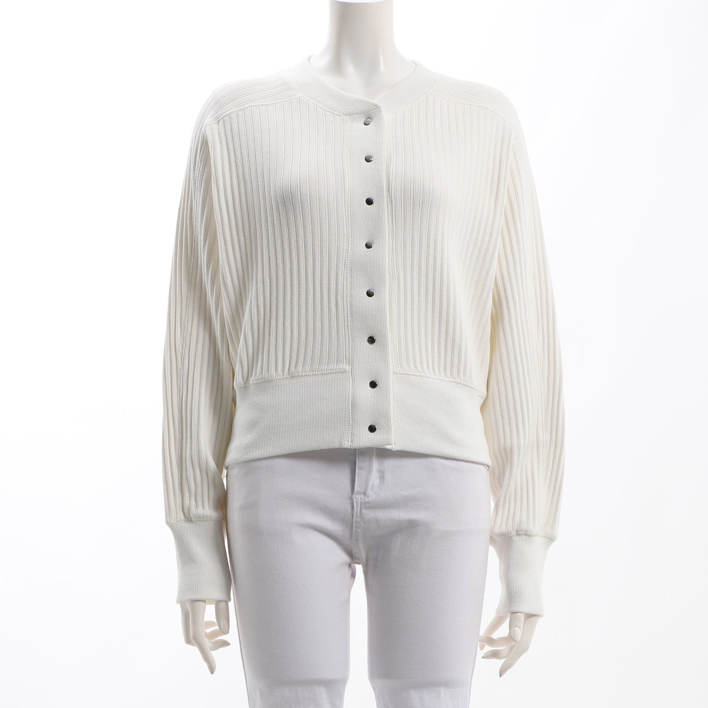 メタリックボタンドルマンスリーブカーディガン