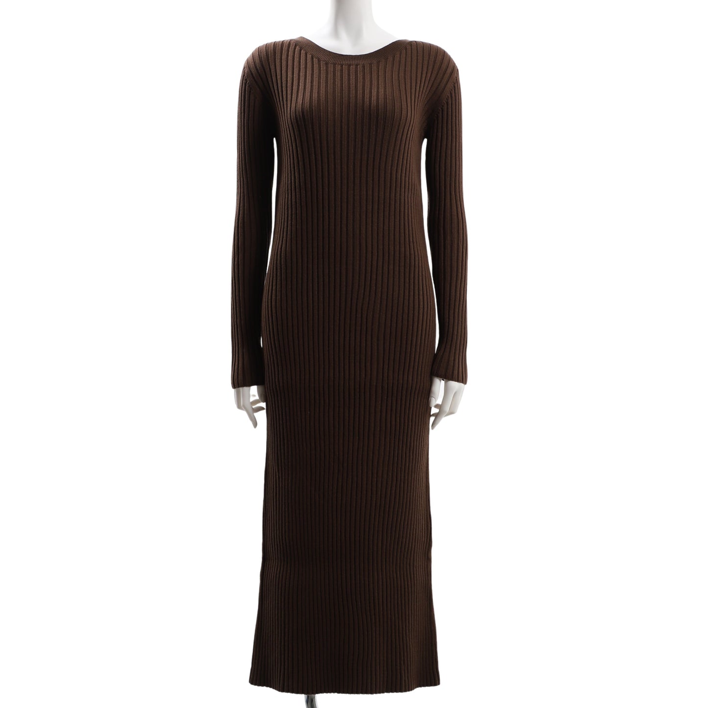 ボートネックリブニットワンピース