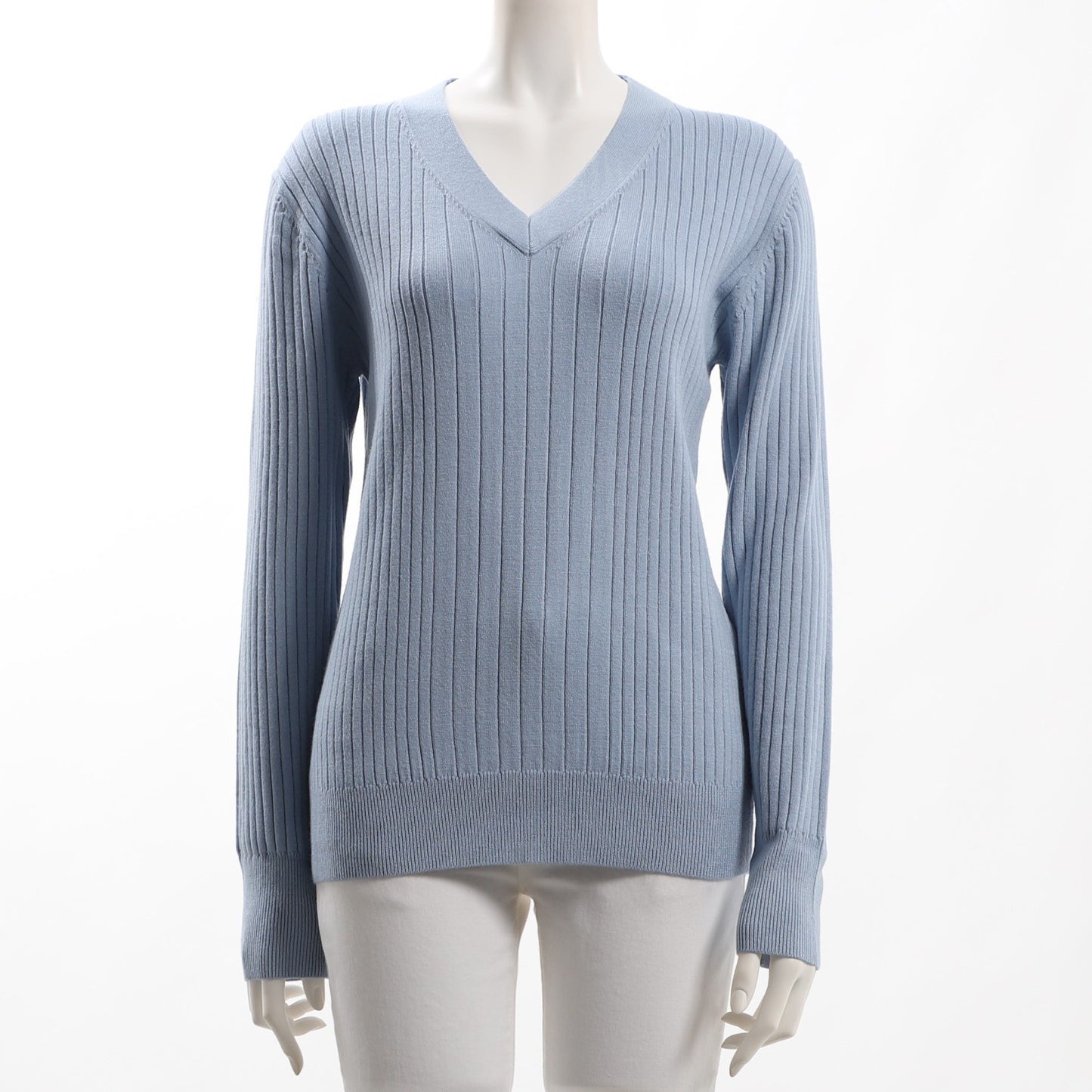 ランダムリブVネックニット