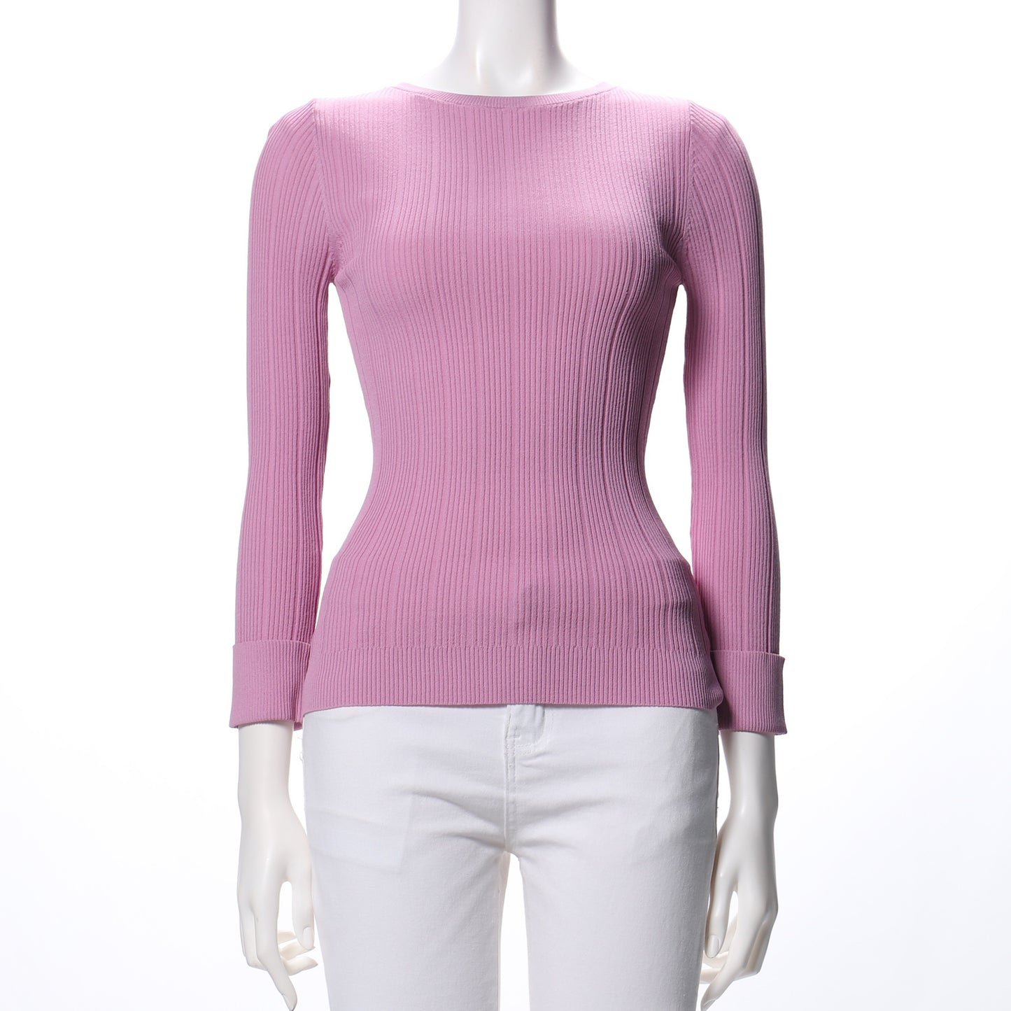 袖折り返しデザインリブニット