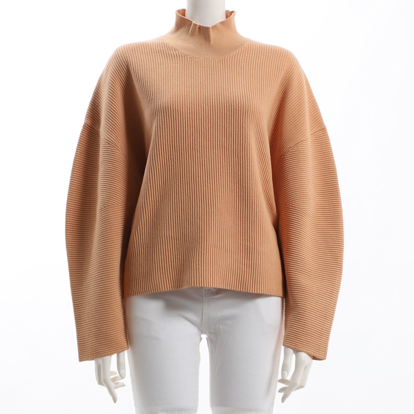 カーブスリーブボトルネックニット