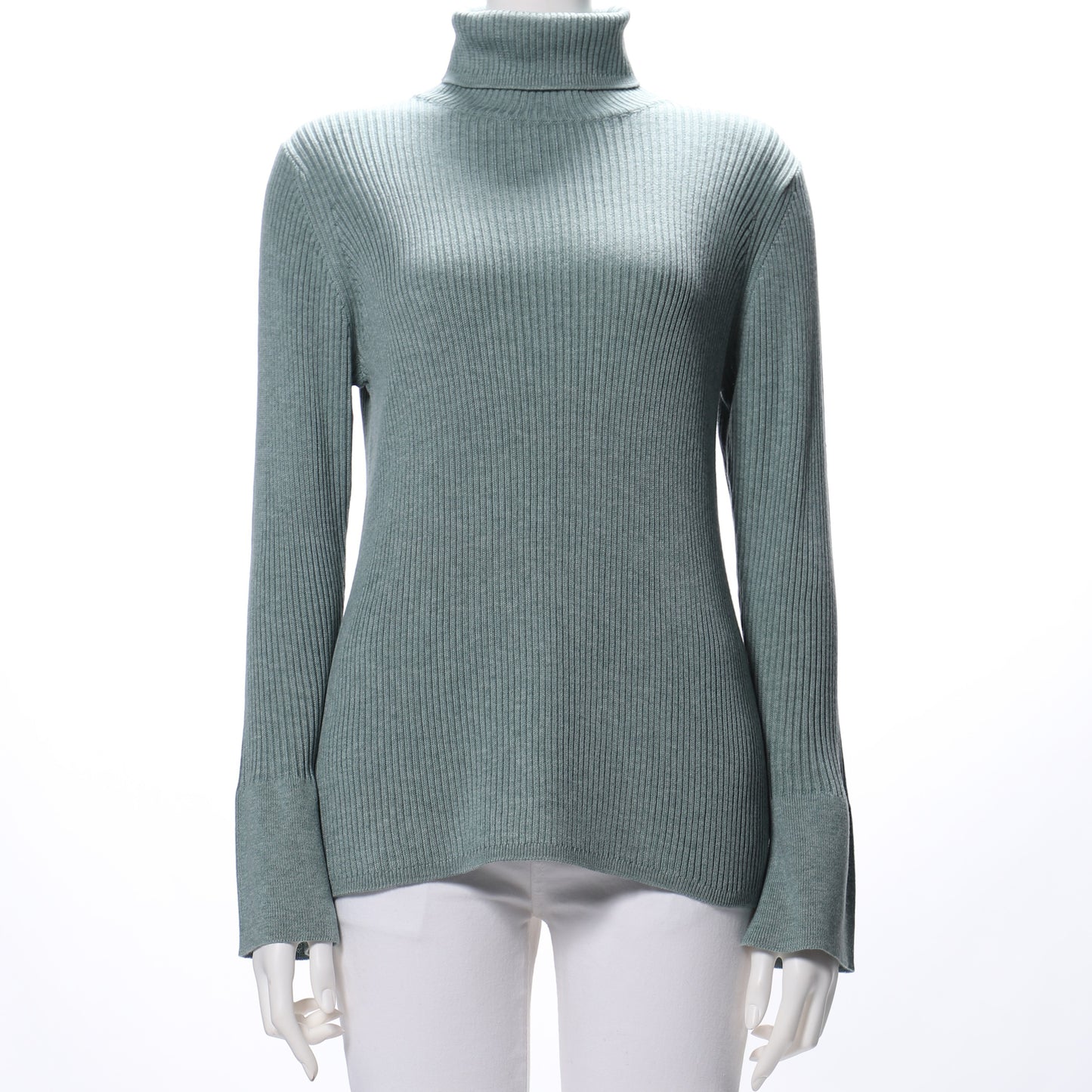 タートルネックリブニット