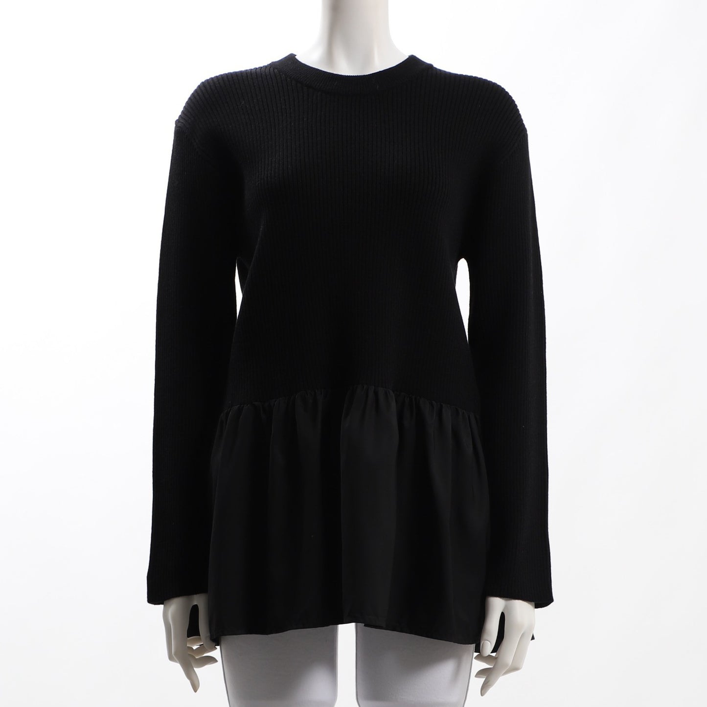 異素材ペプラムリブニット