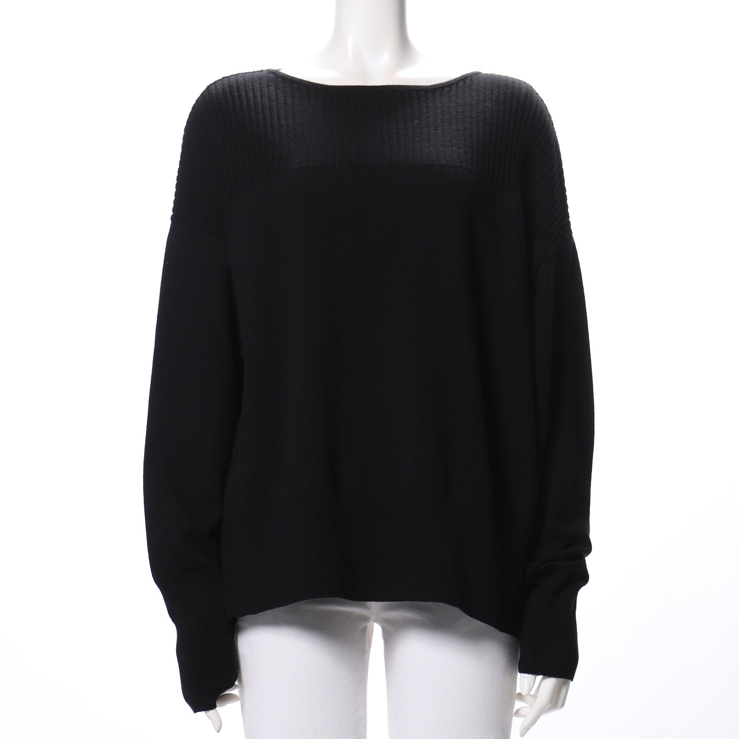 リブ切り替えドロップショルダーニット