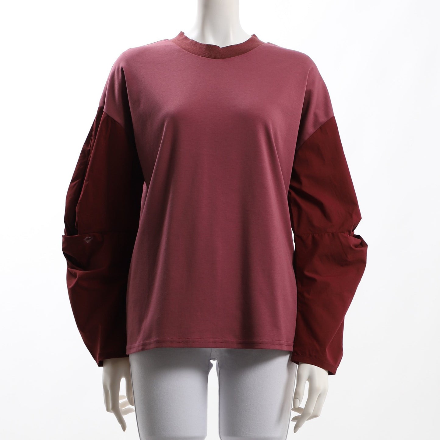 異素材切り替えボリュームスリーブカットソー