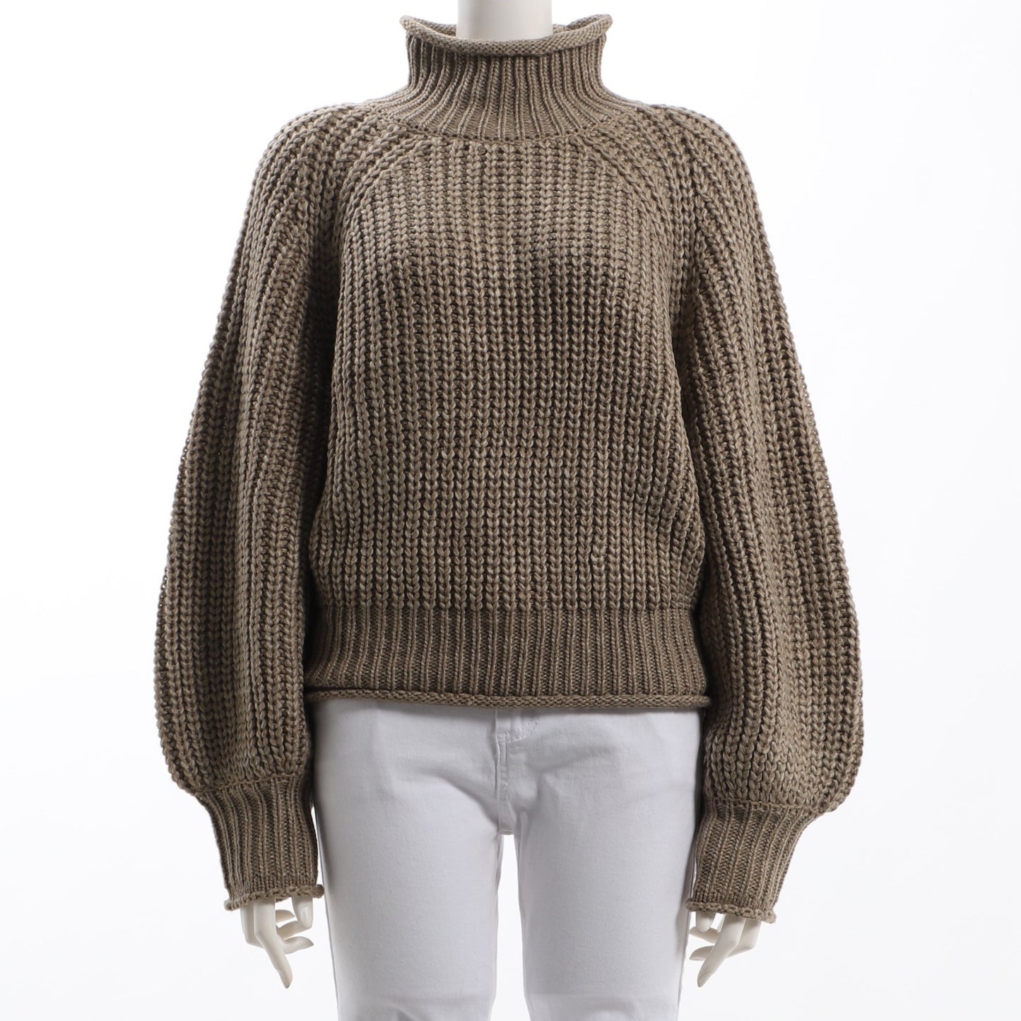 後ろカットアウトデザインボリュームスリーブローゲージニットプルオーバー