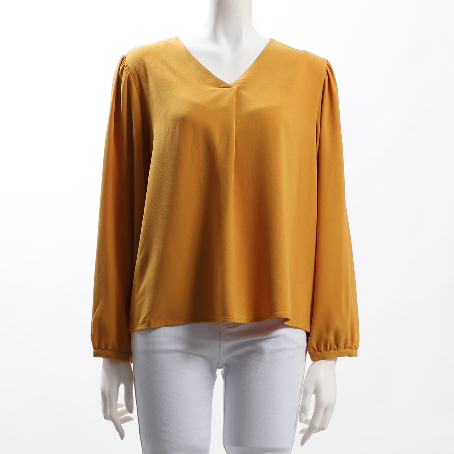 パフスリーブVネックブラウス