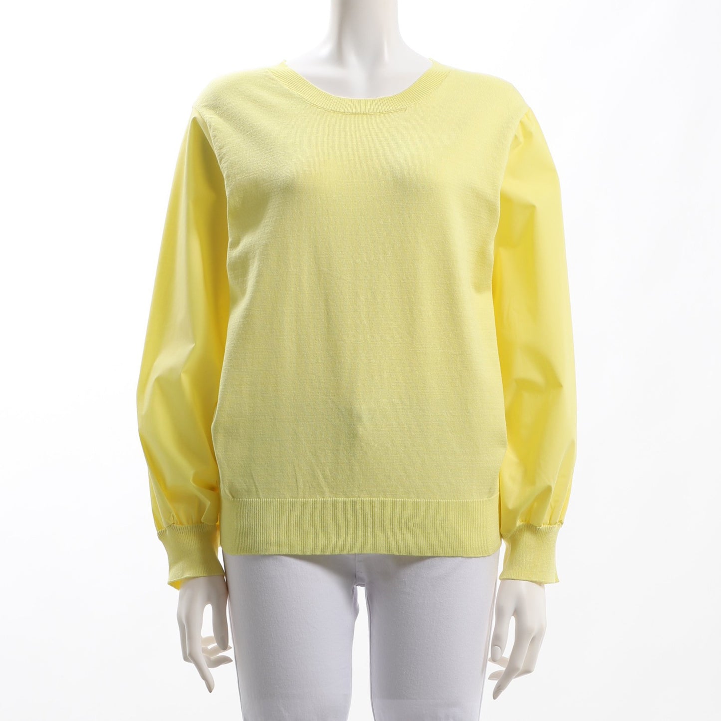 袖布帛切り替え異素材ニット