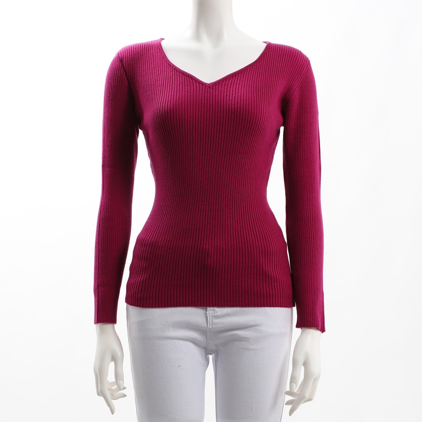 ネックラインデザインリブニット