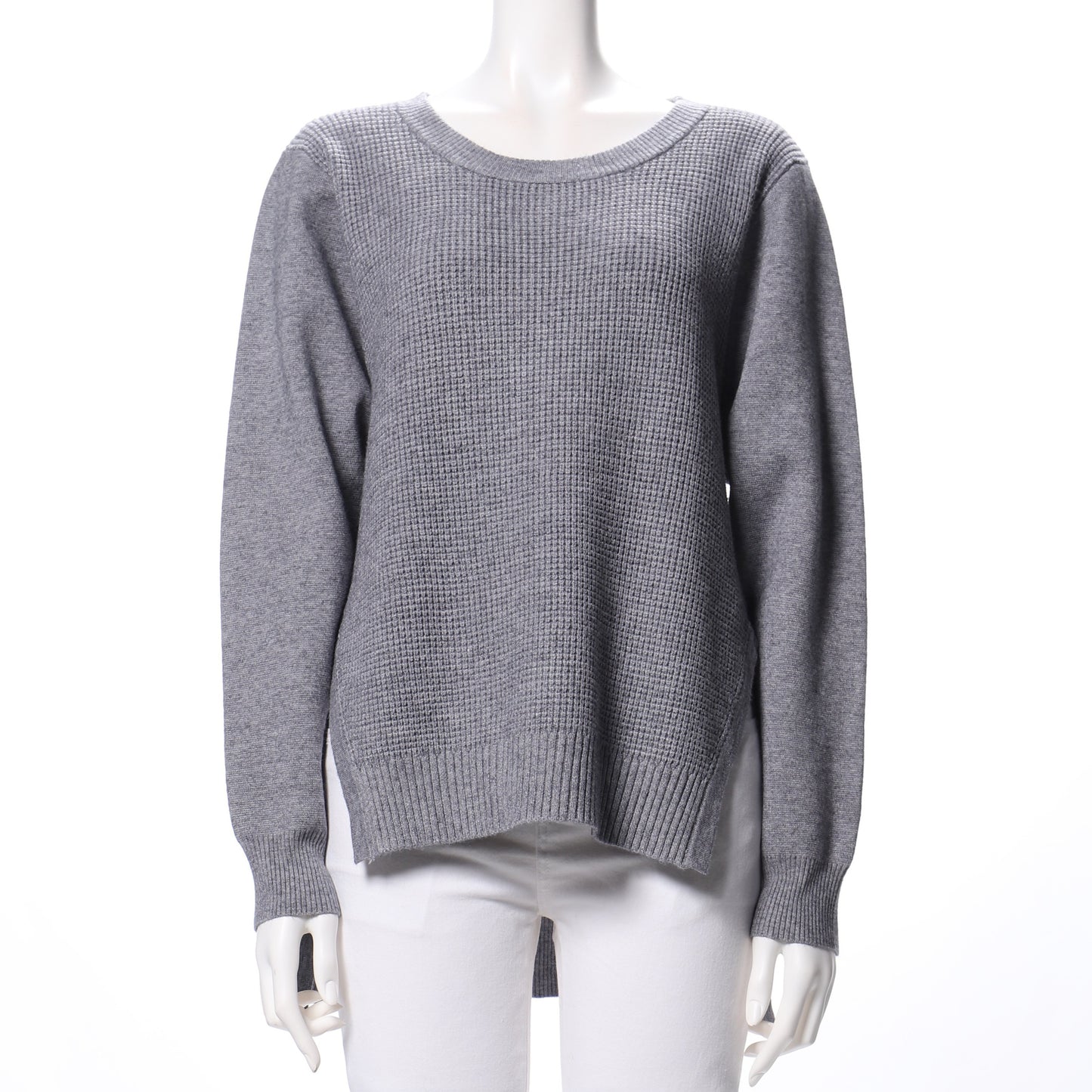 ワッフル編サイドスリットバックタックニット