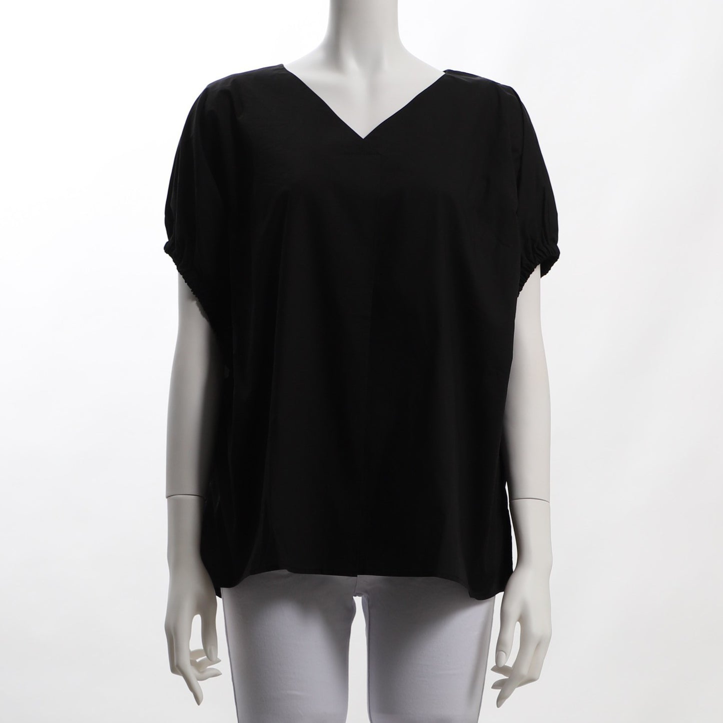 ギャザー袖Vネックブラウス