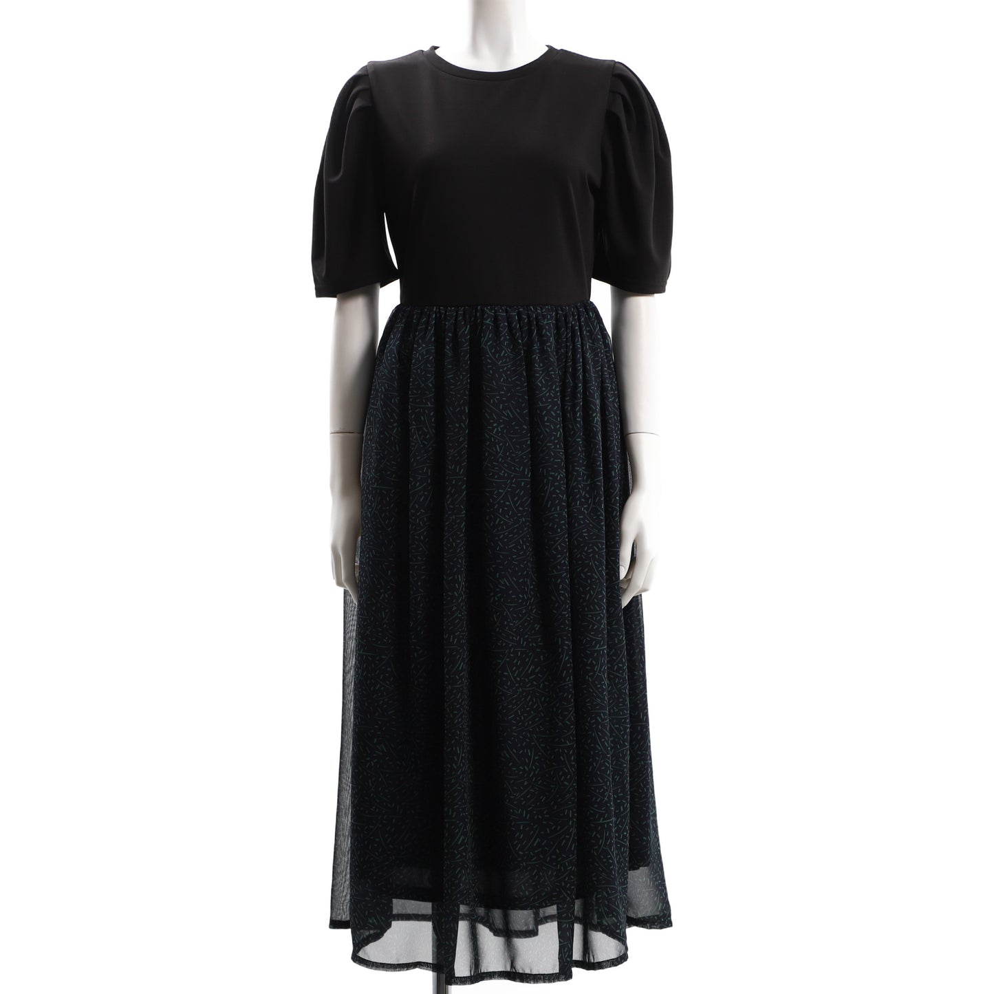 幾何学プリントドッキングワンピース