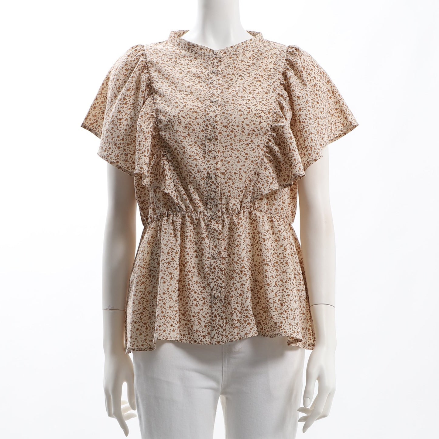 ラッフルスリーブペプラムブラウス