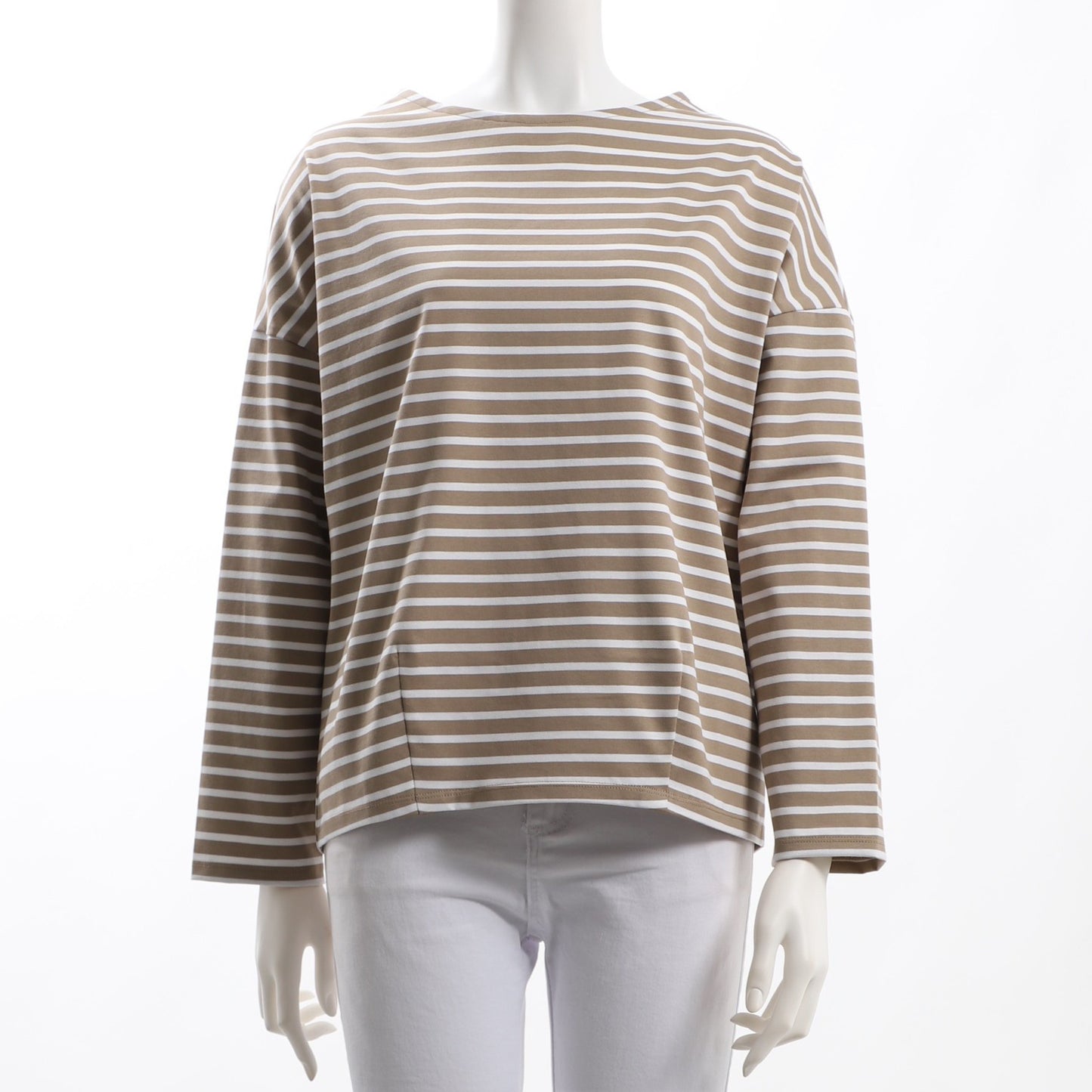 オフネックボーダー柄カットソー