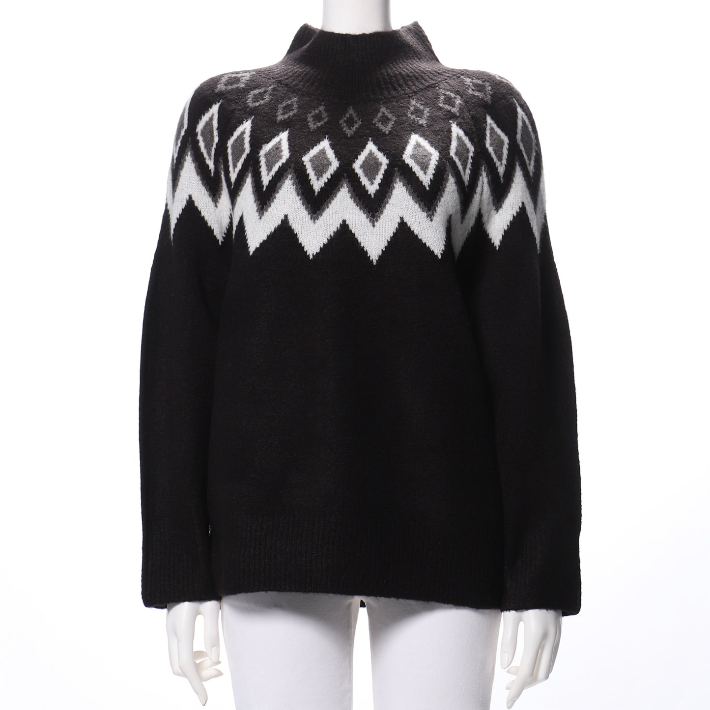 ノルディック柄ハイネックニット