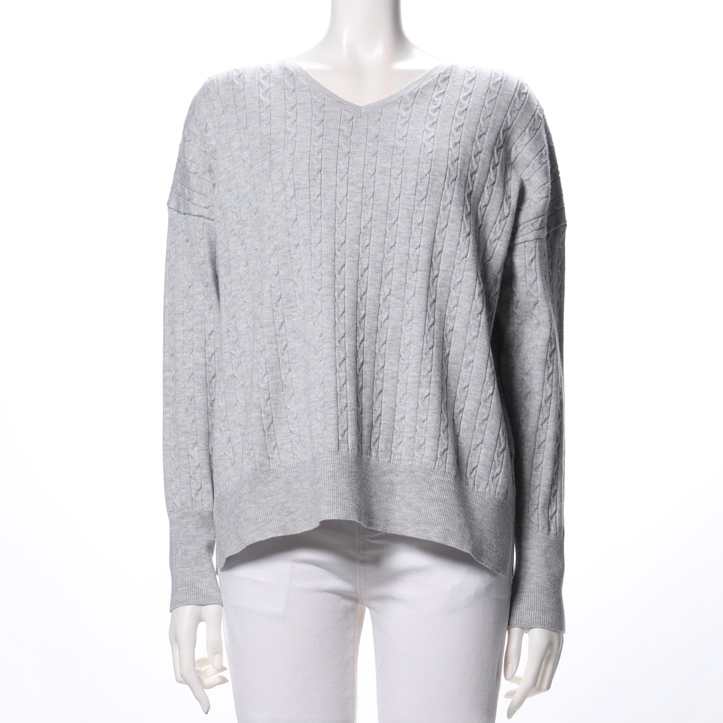 デザイン編みVネックニット