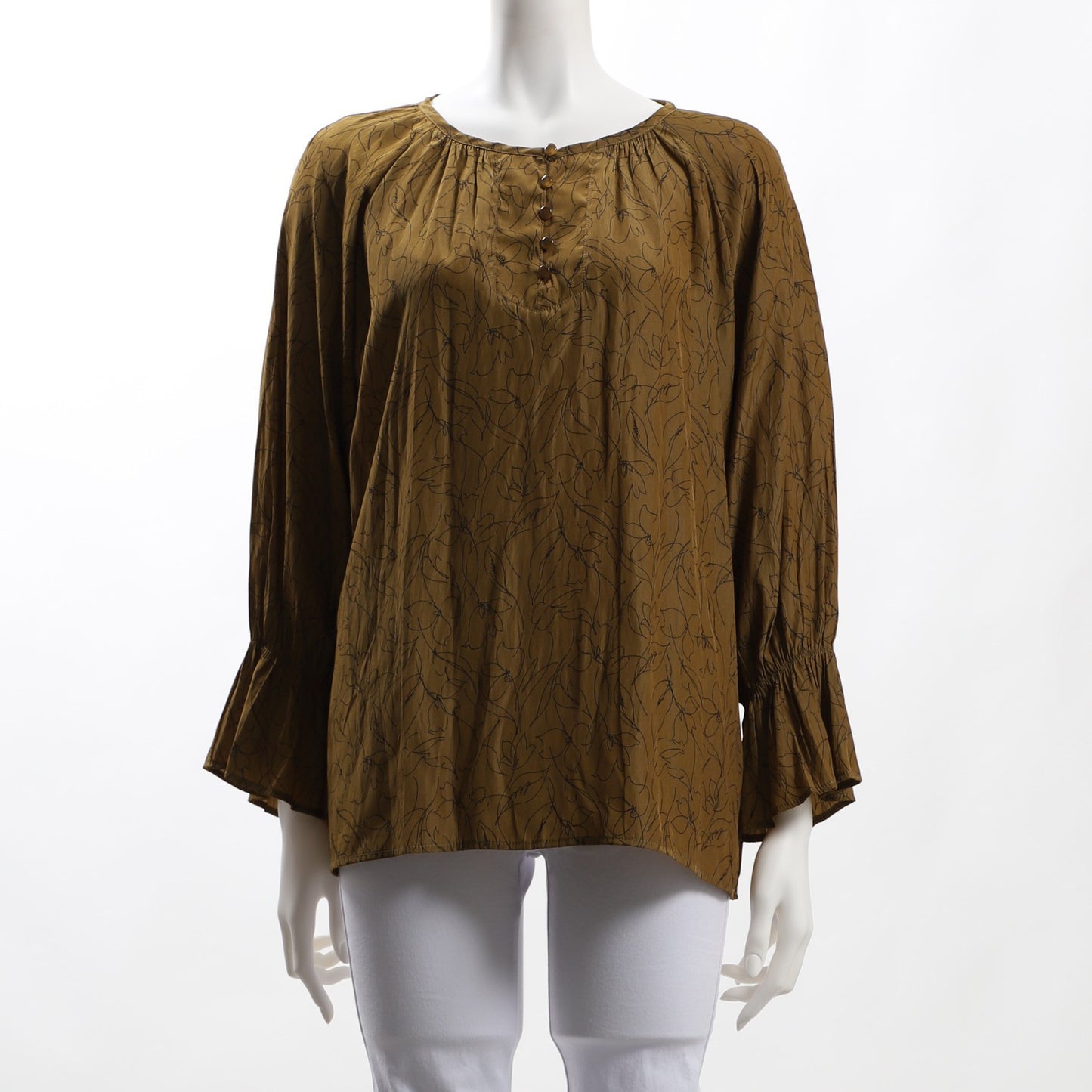 ラインプリント柄ブラウス