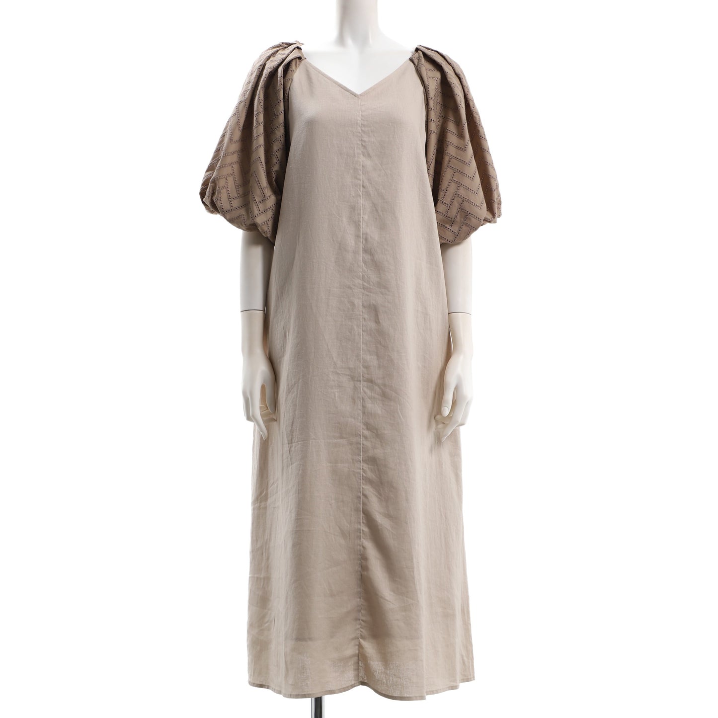 お袖デザインVネックワンピース