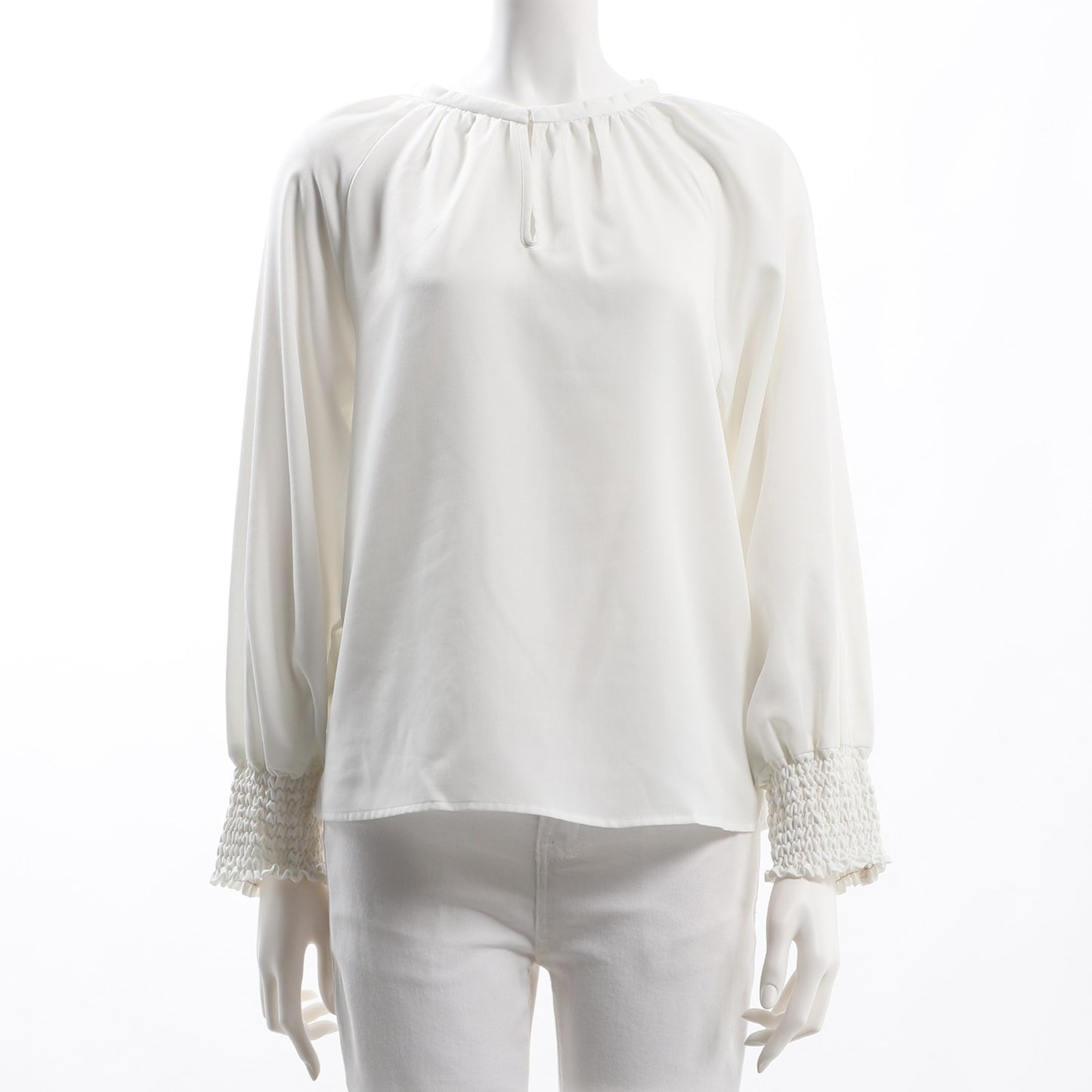 シャーリングギャザーネックブラウス