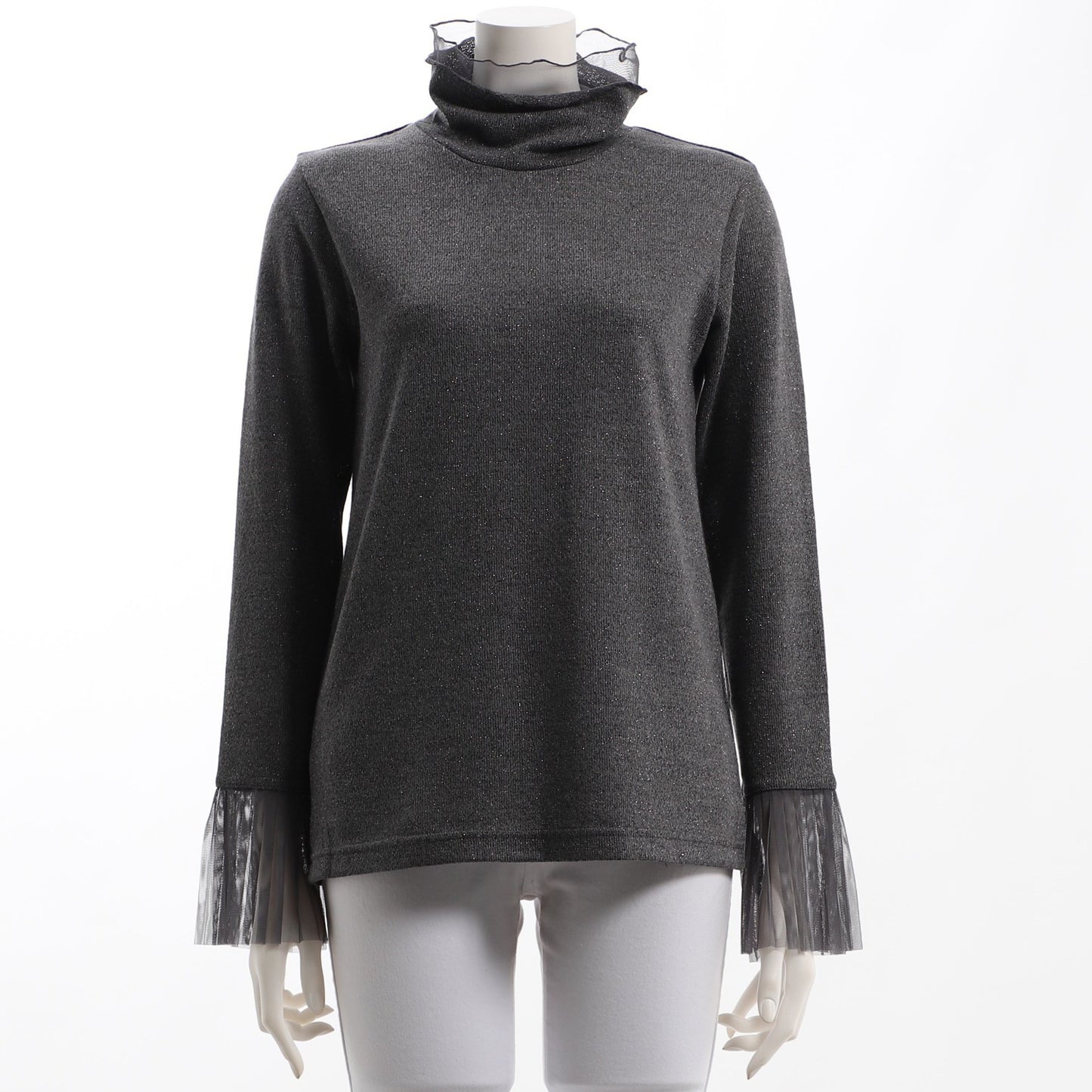 チュールドッキングラメタートルネックプルオーバー