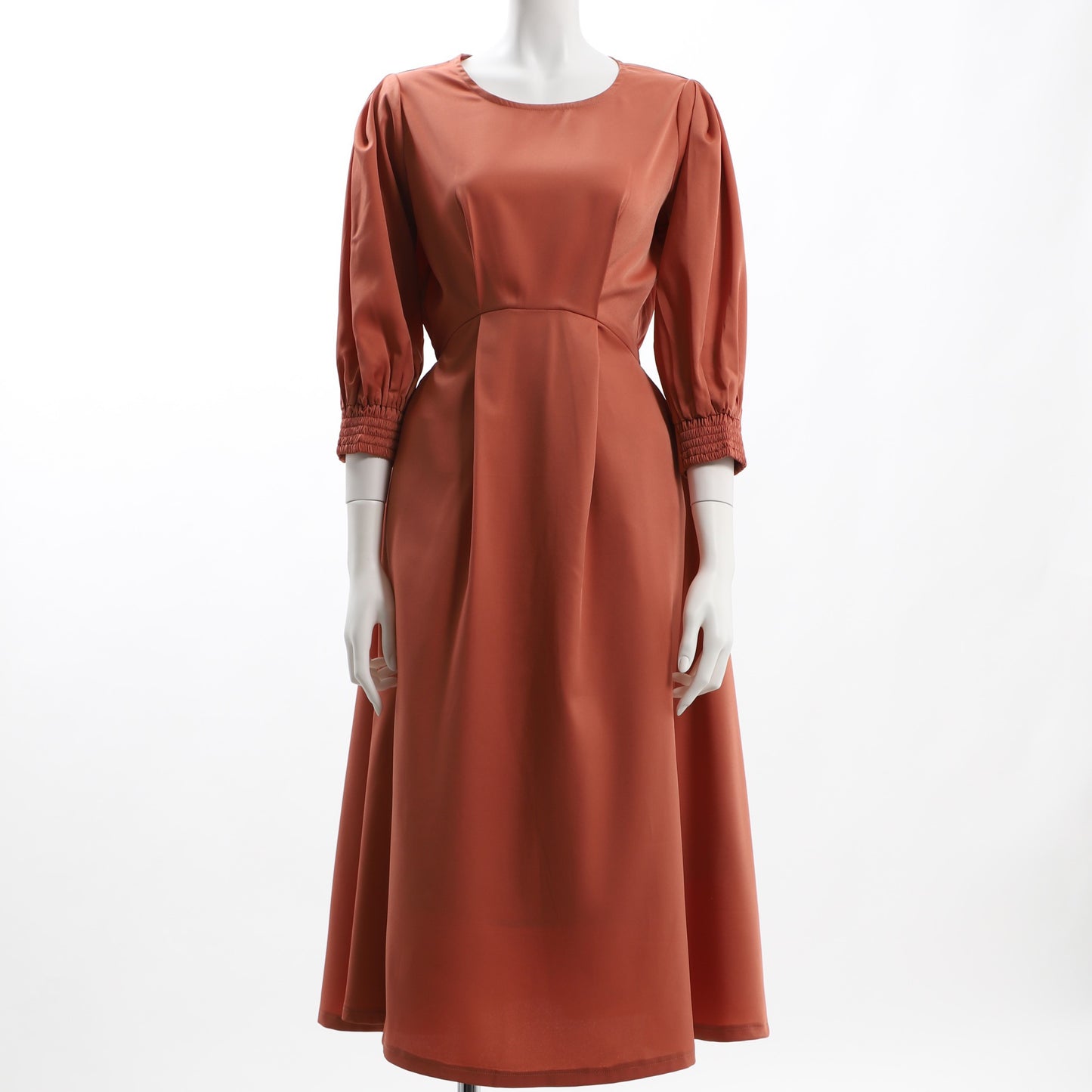 お袖デザインラウンドネックワンピース