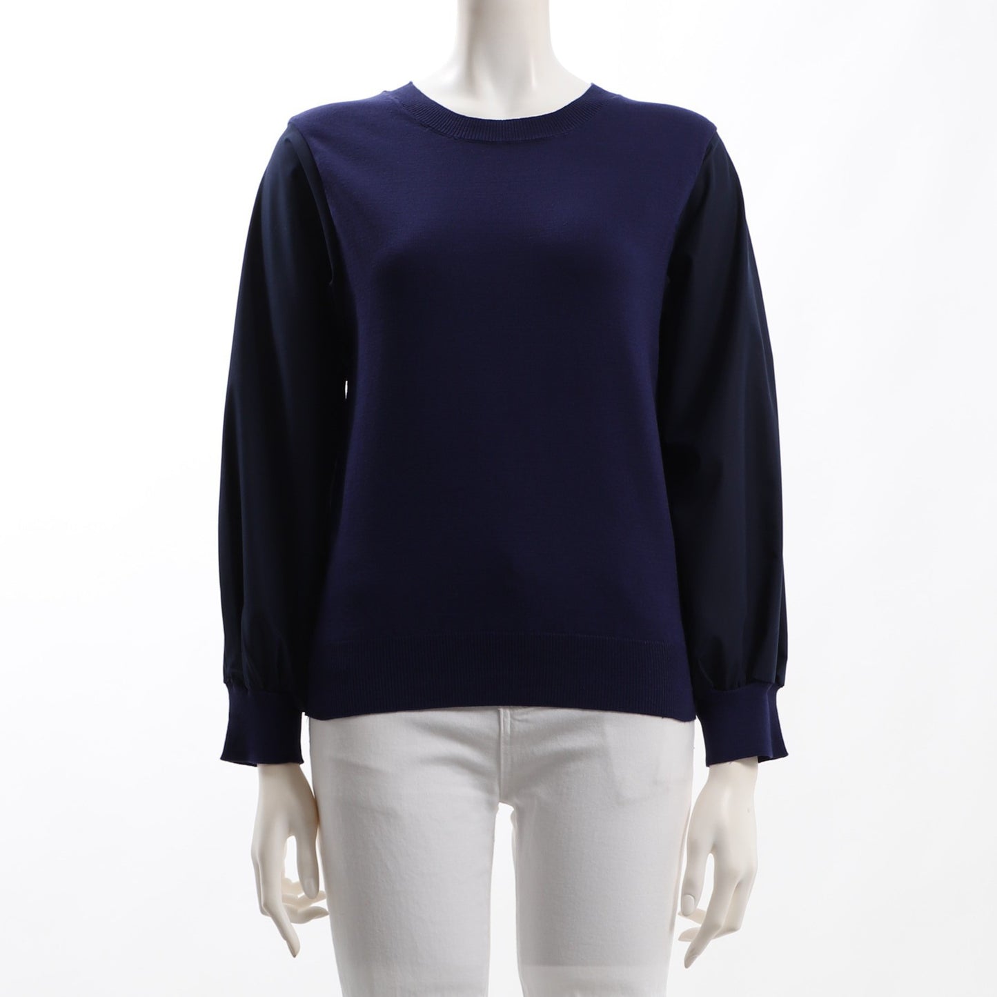 袖布帛切り替え異素材ニット