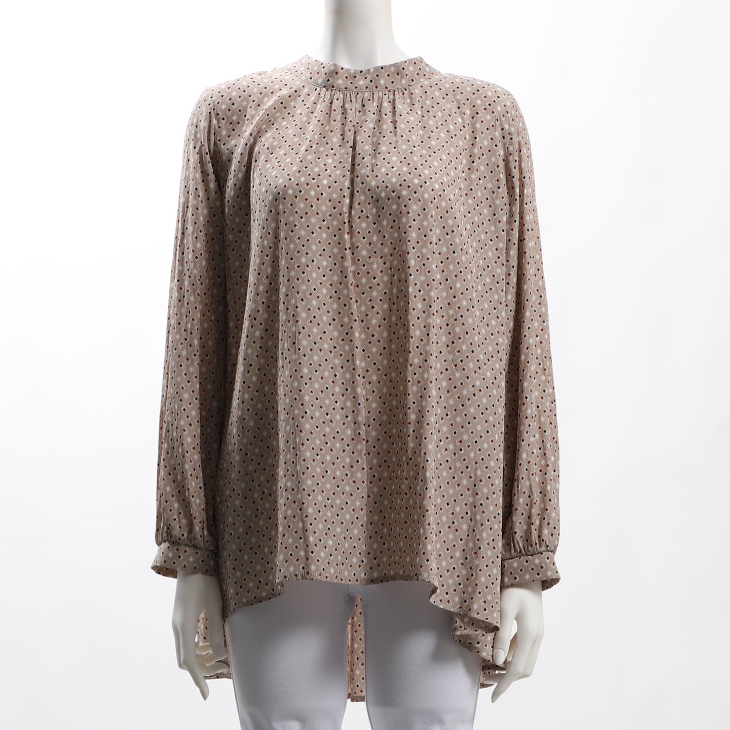 バックリボン総柄ブラウス