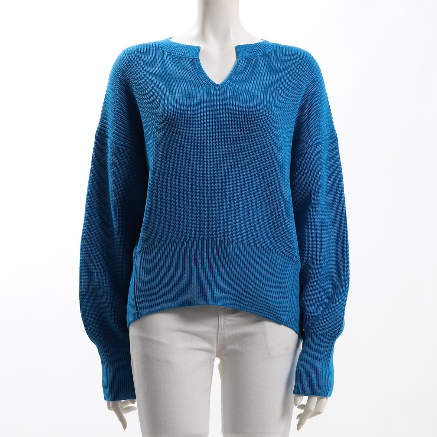 ドロップショルダーオープンフロントネックニット