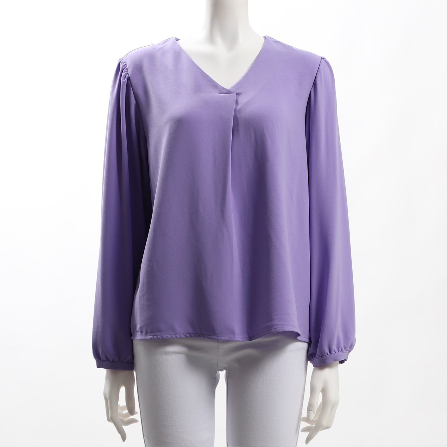 パフスリーブVネックブラウス