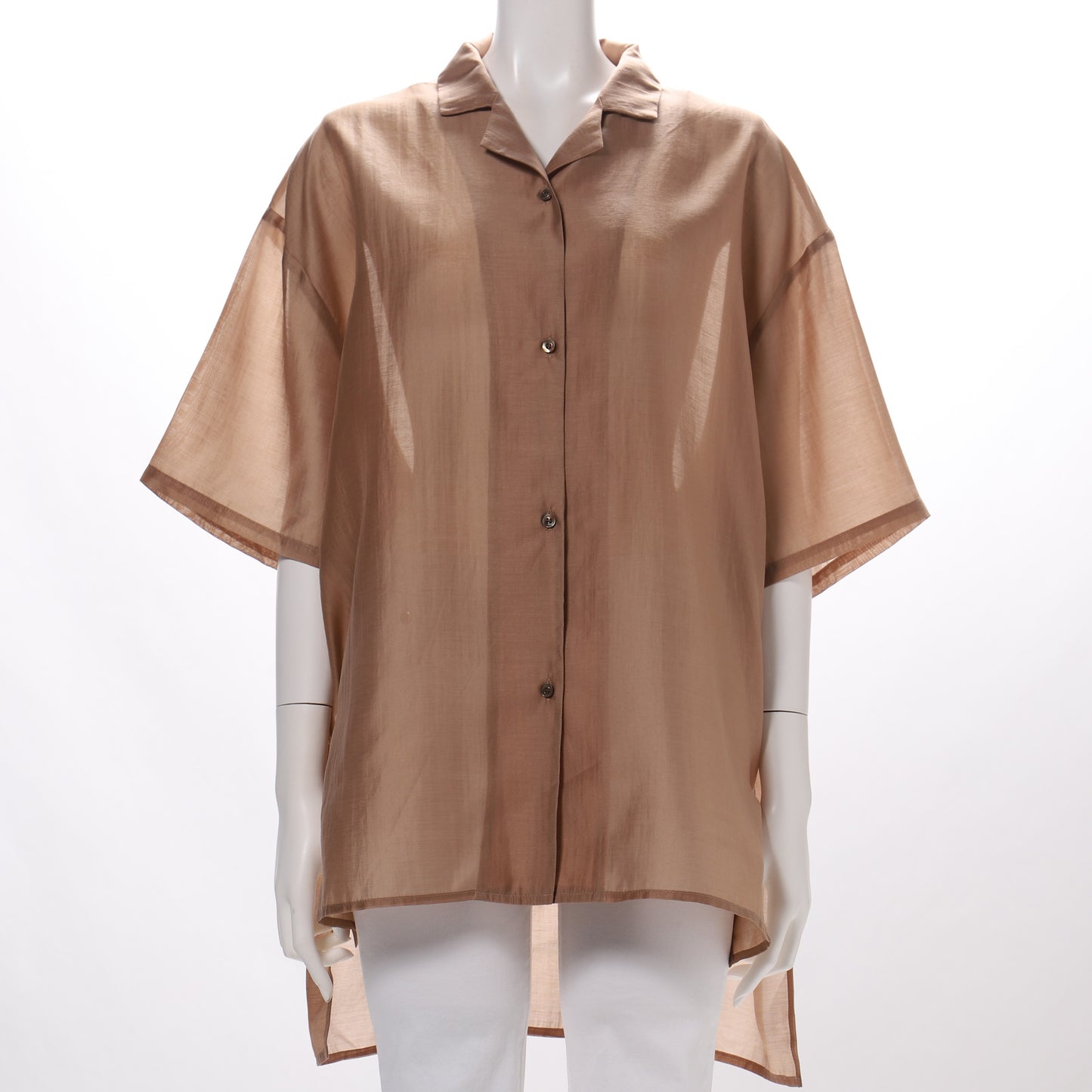 シアー素材オープンカラーシャツ