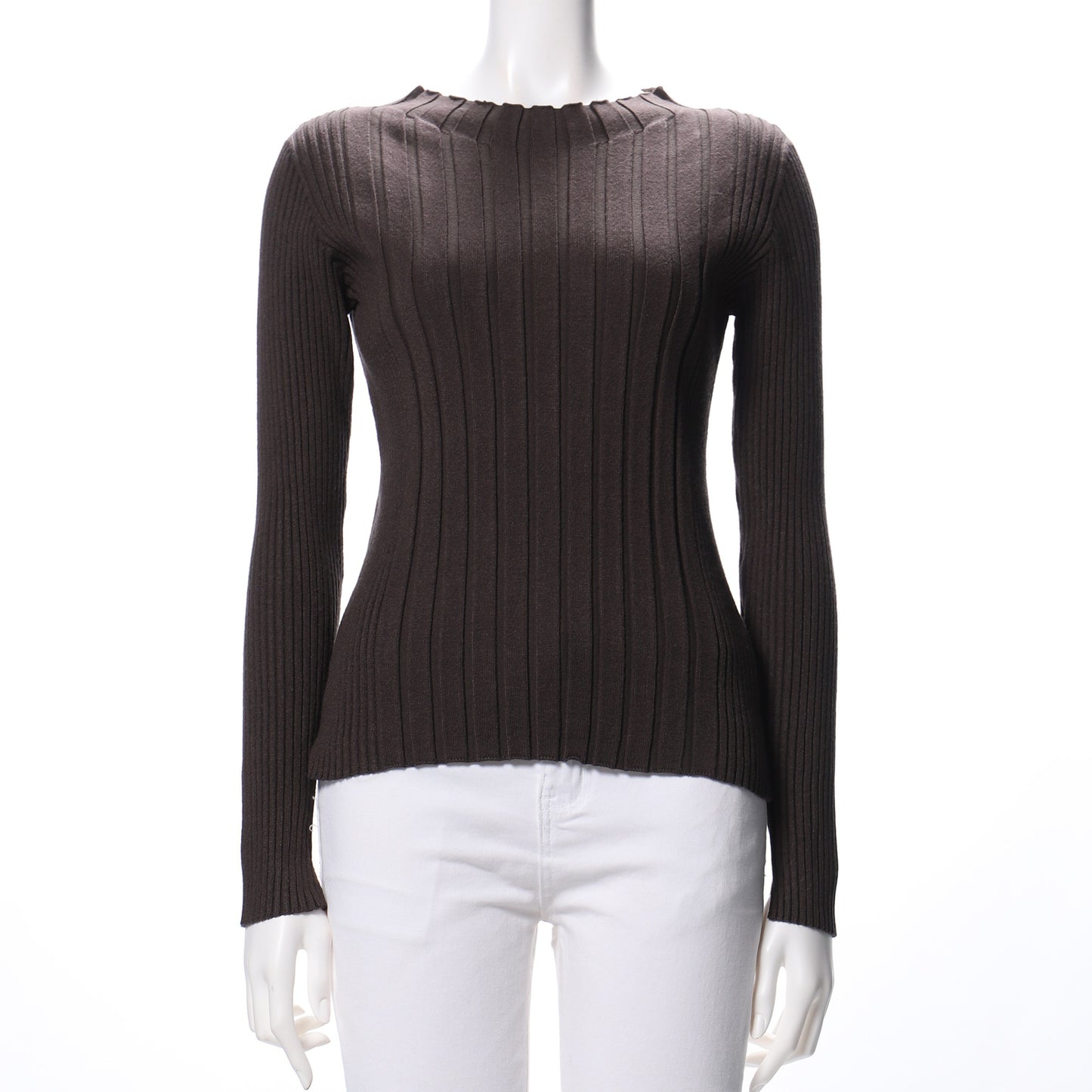 リブニットスリット長袖プルオーバー