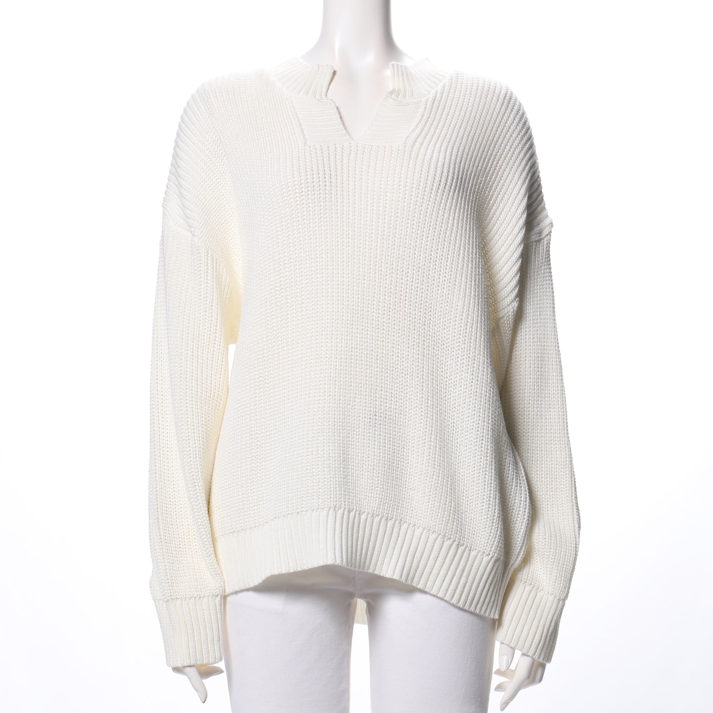 ドロップショルダーオープンフロントネックニット