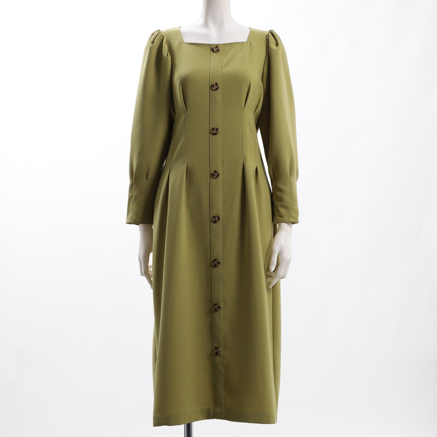 パフスリーブウエストタックワンピース