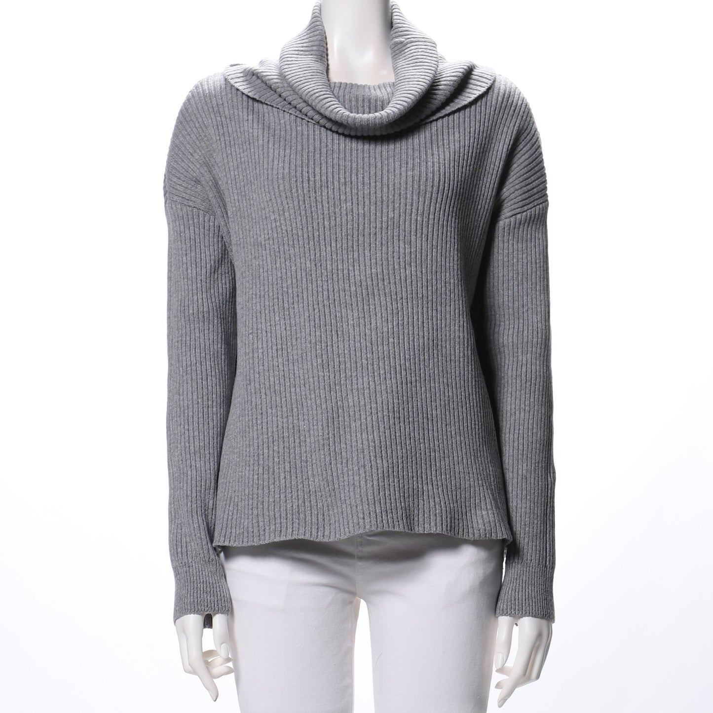 オフタートルネックリブニット