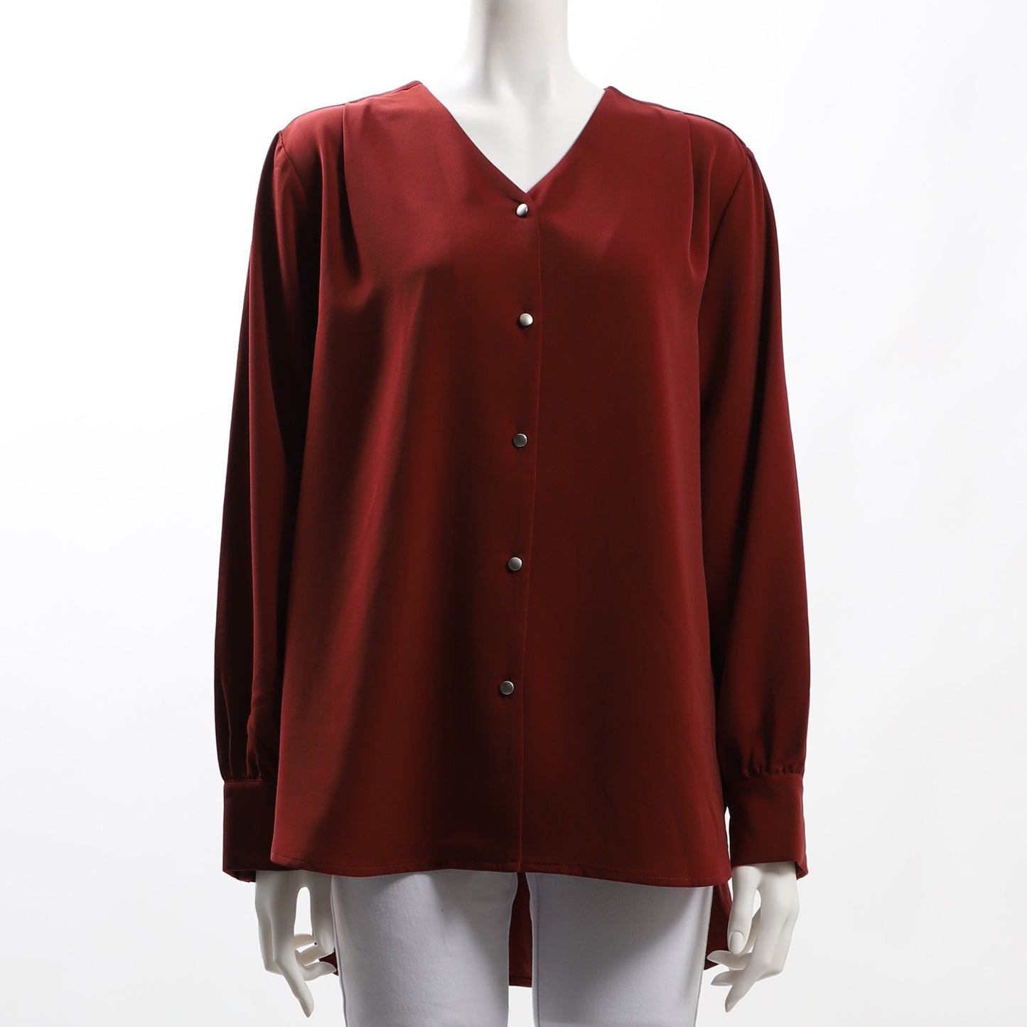 ショルダータックデザイン前開きブラウス