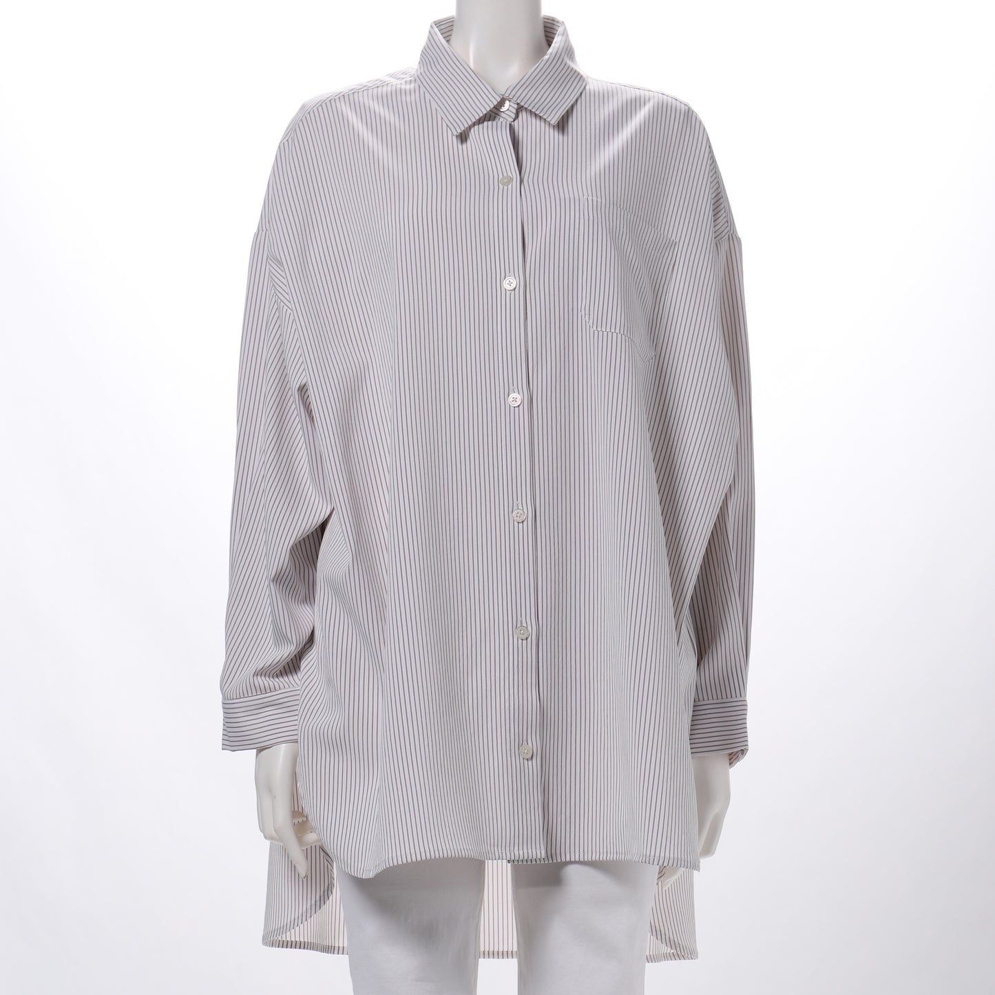 ストライプ柄前開きシャツ