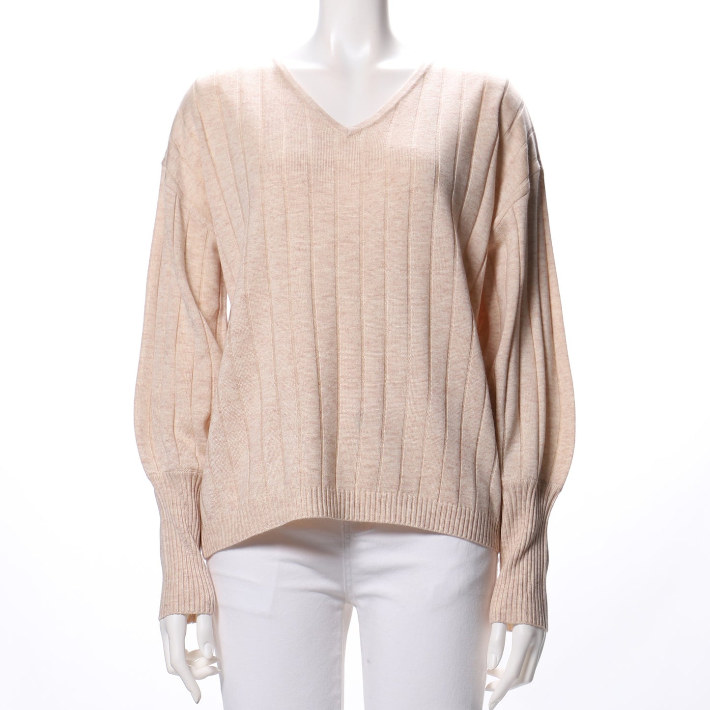 ワイドリブVネックニット