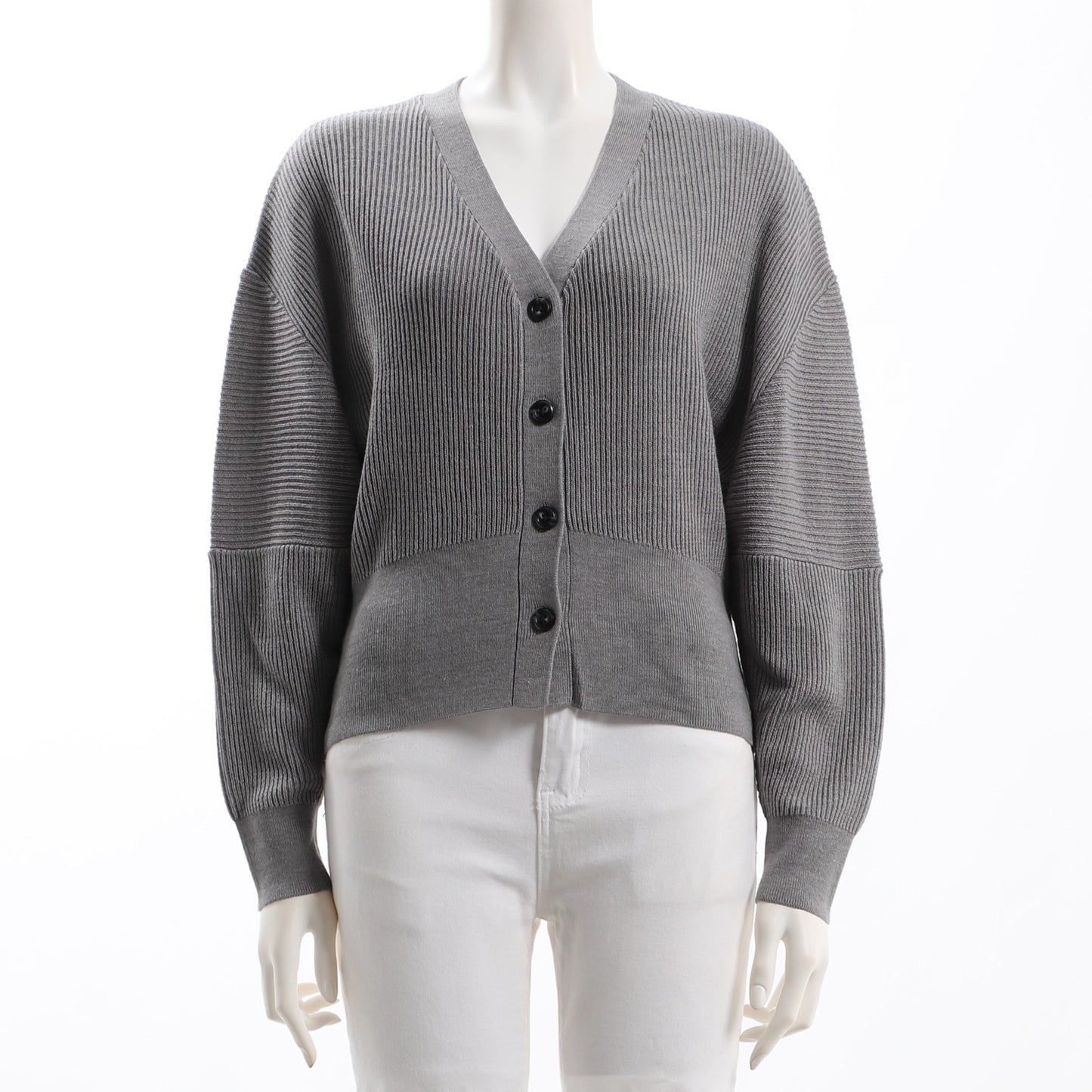 変形リブニットカーディガン