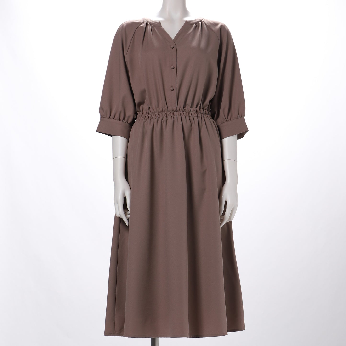 ソフトフラワープリントオープンフロントネックワンピース