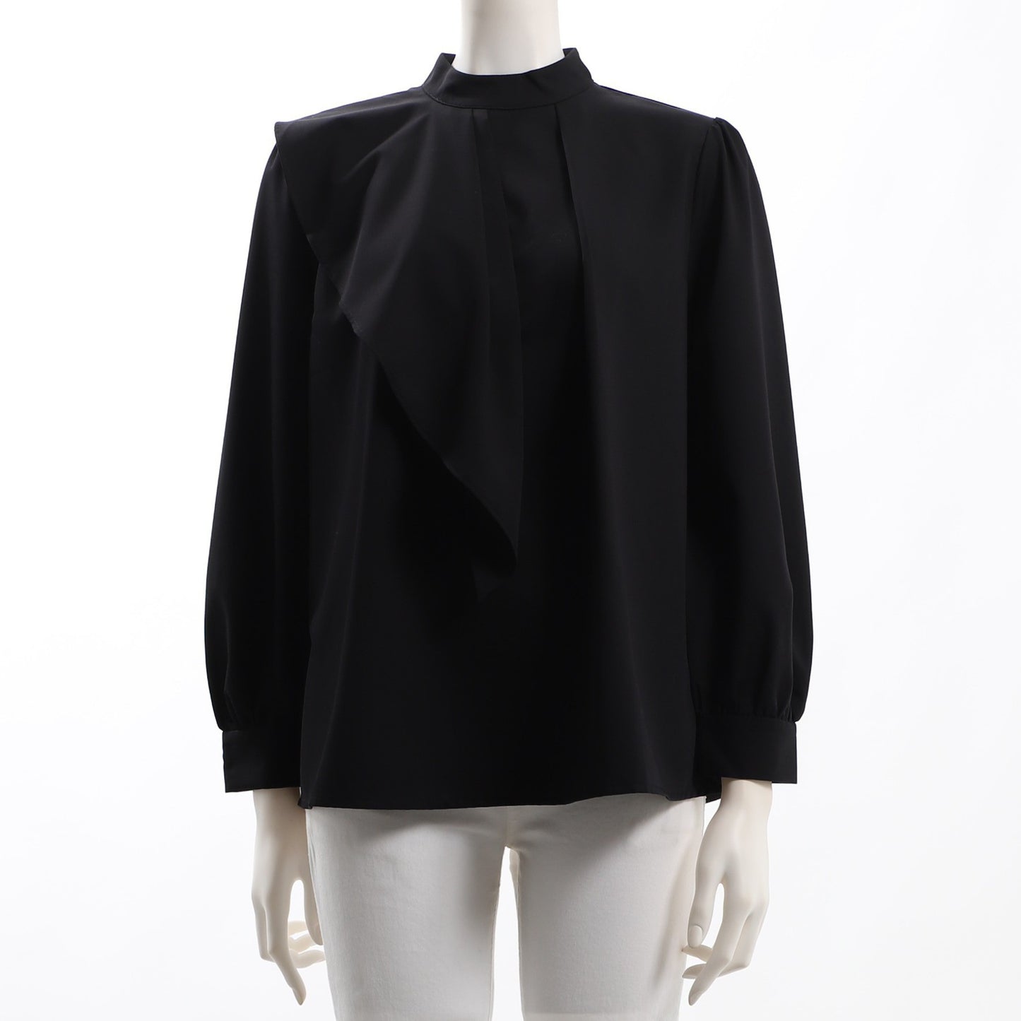 アシンメトリースタンドカラーブラウス