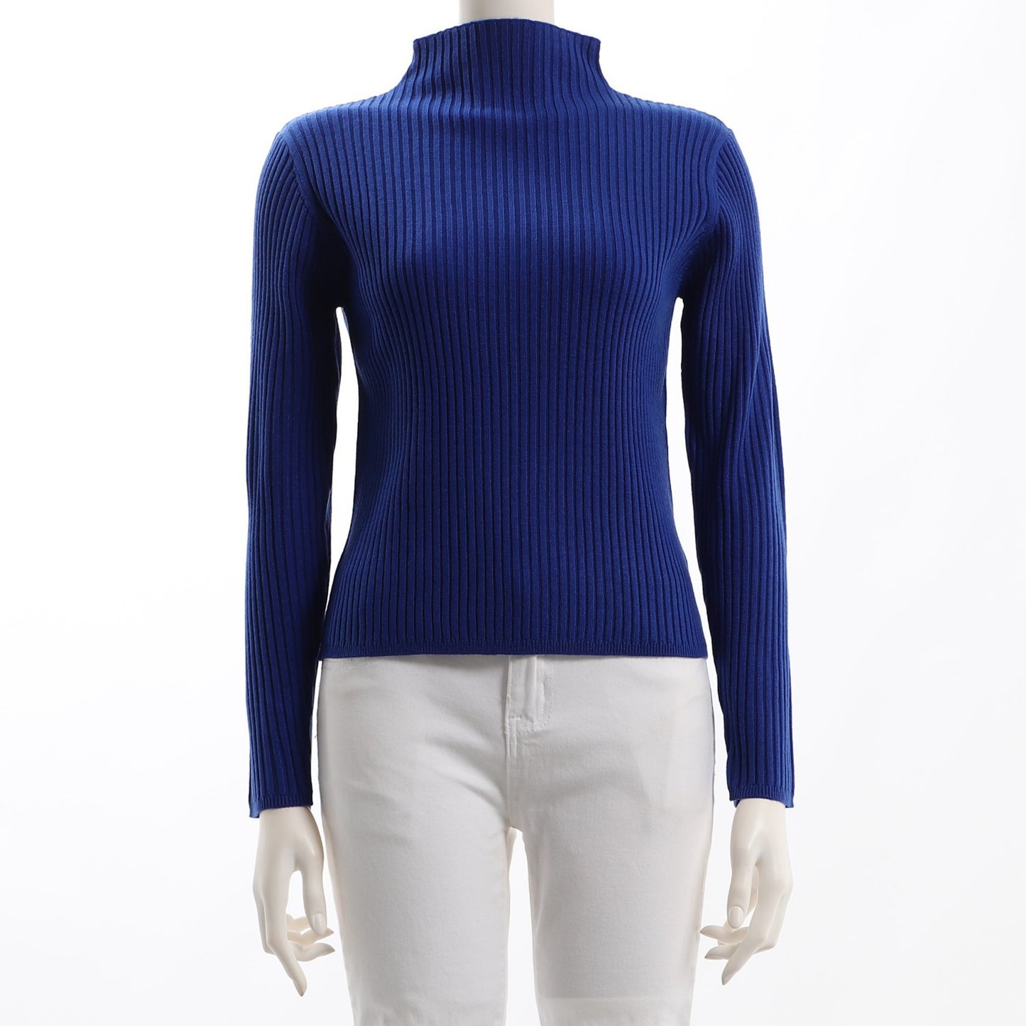 ボトルネックリブニット