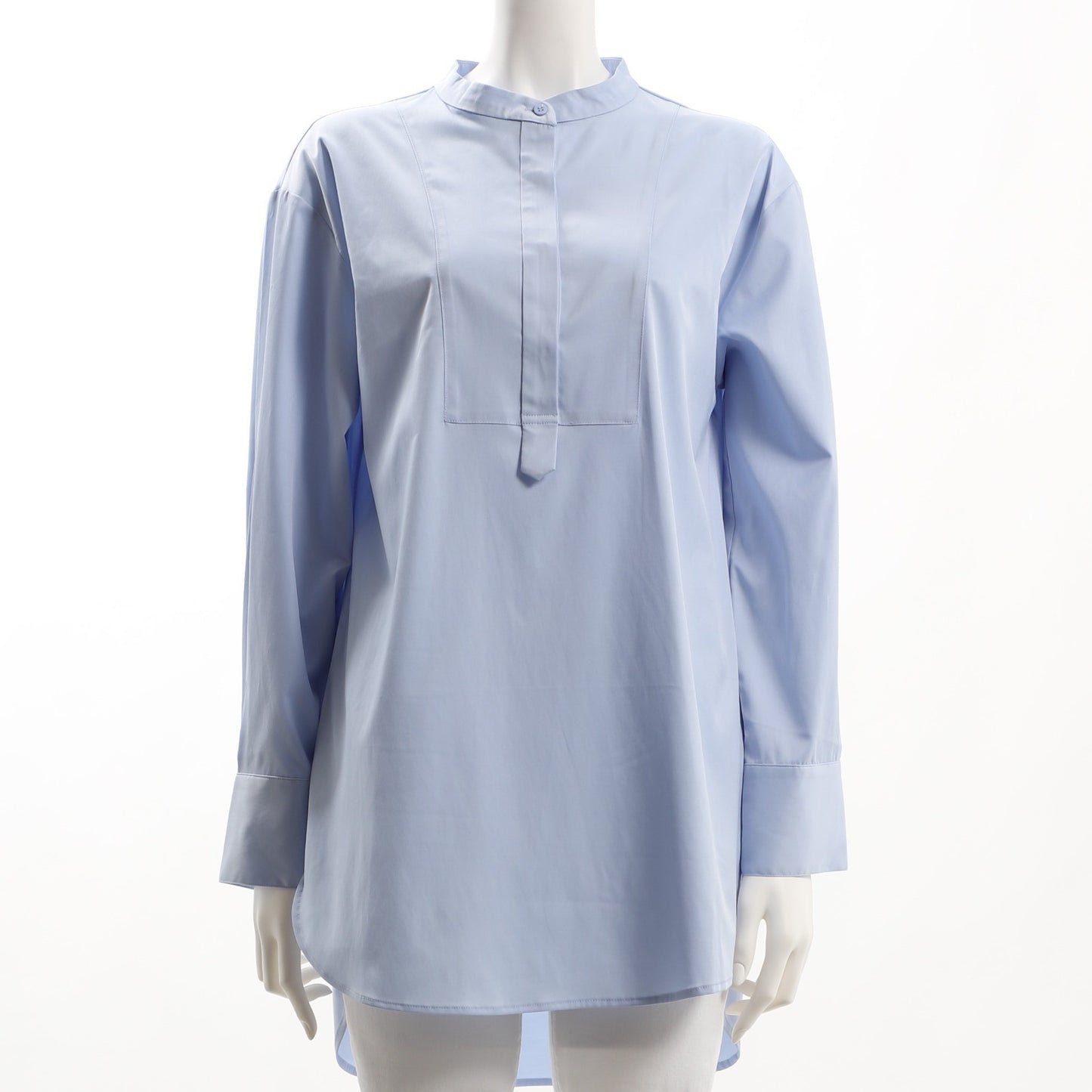 ブザム切り替えバンドカラーブラウス