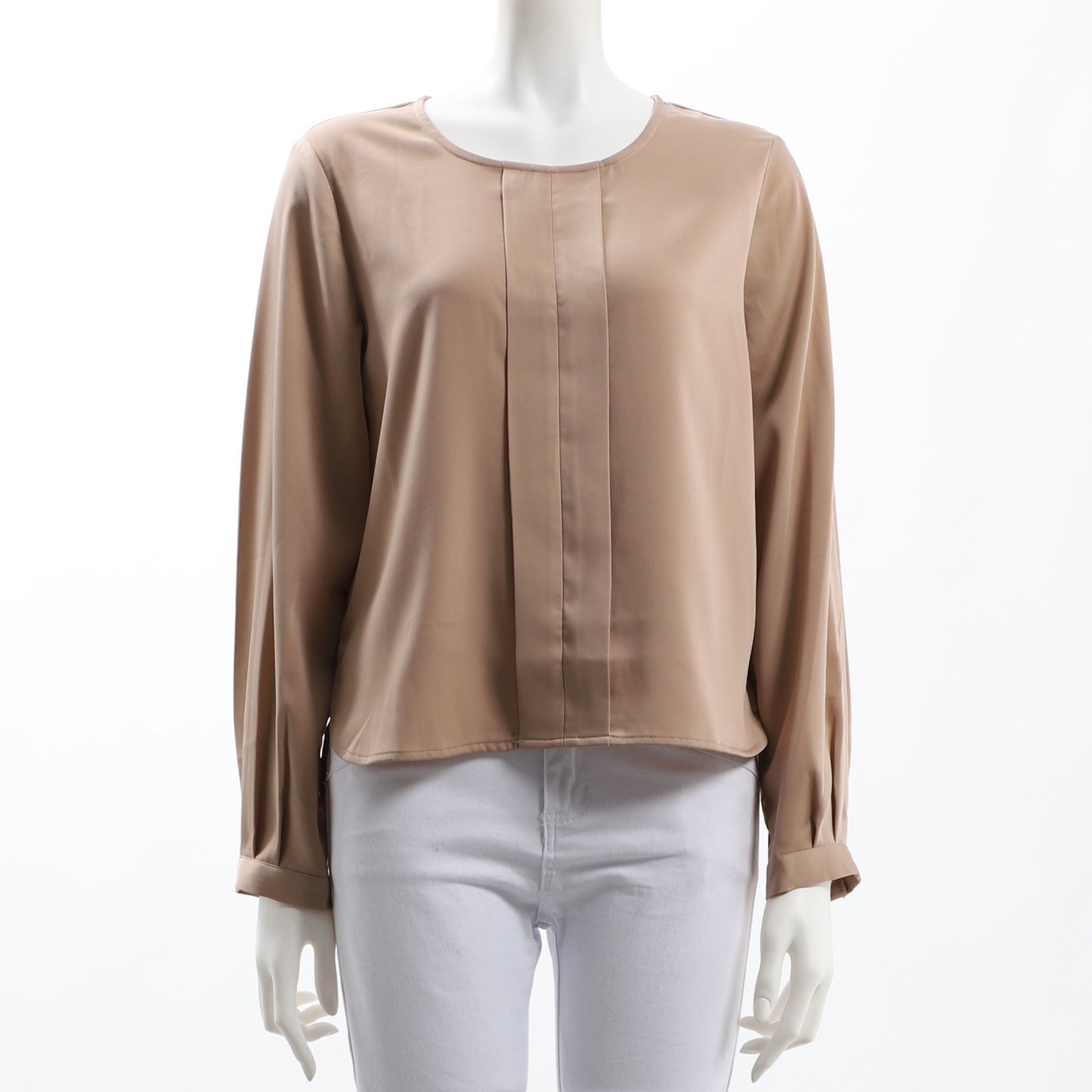 フロントタックラウンドネックブラウス