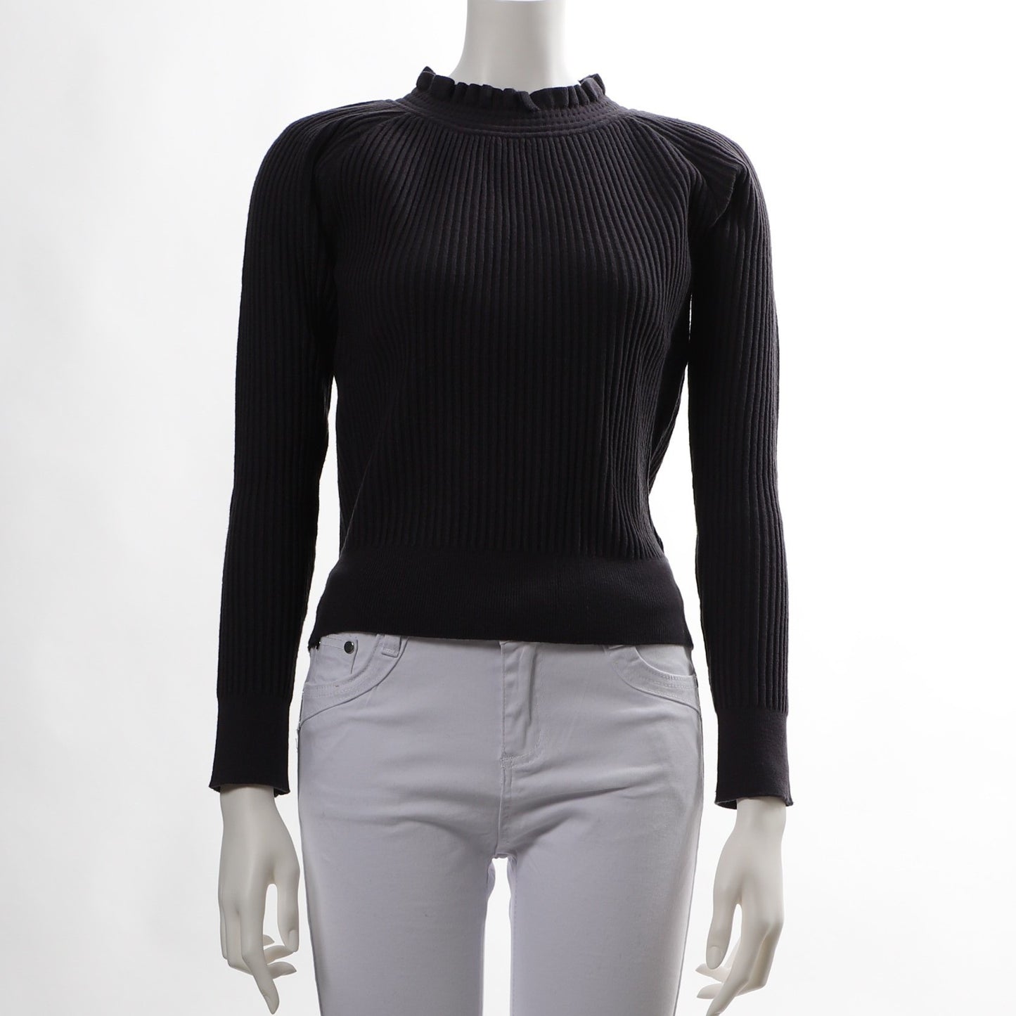 フリルハイネックニット