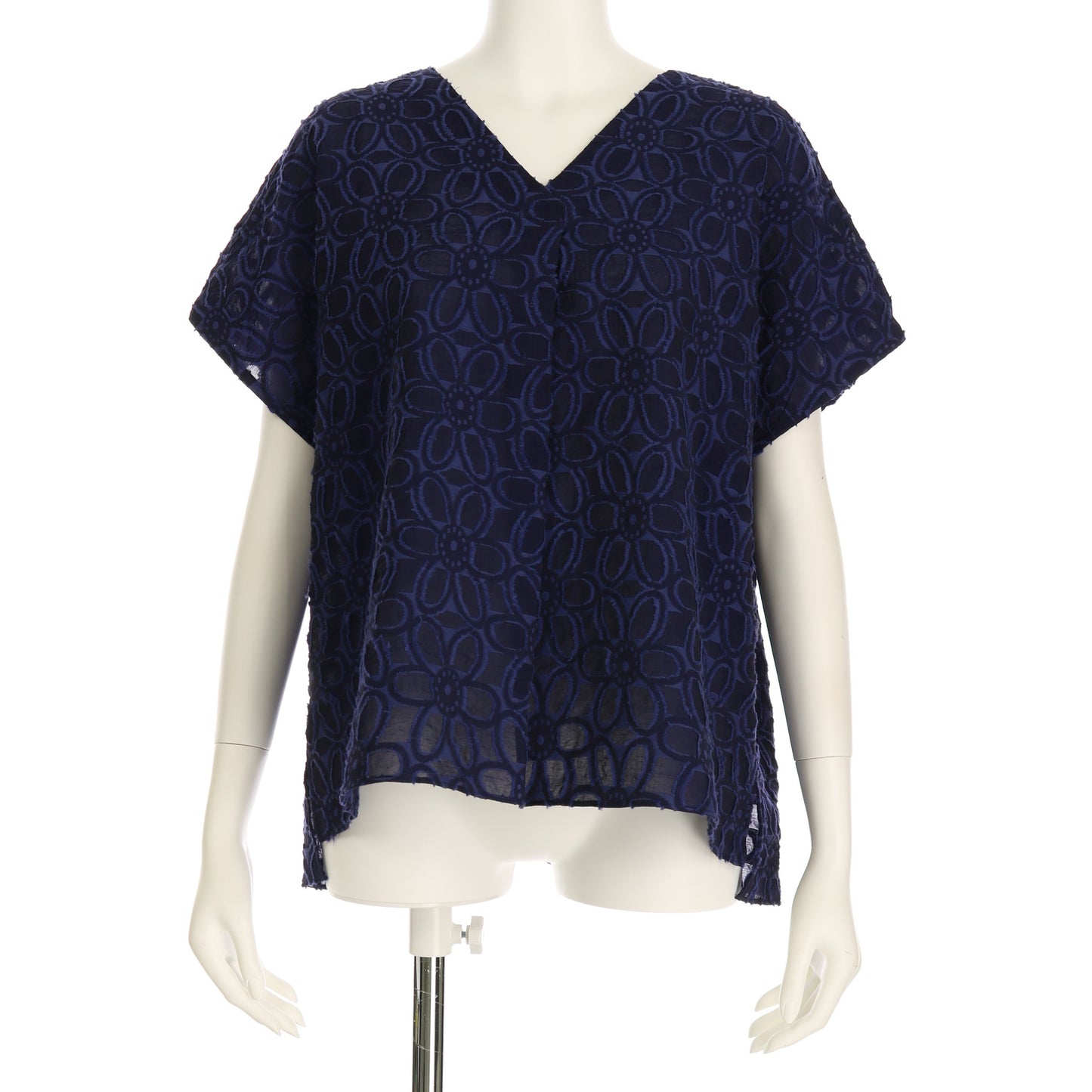 花柄レースVネックブラウス