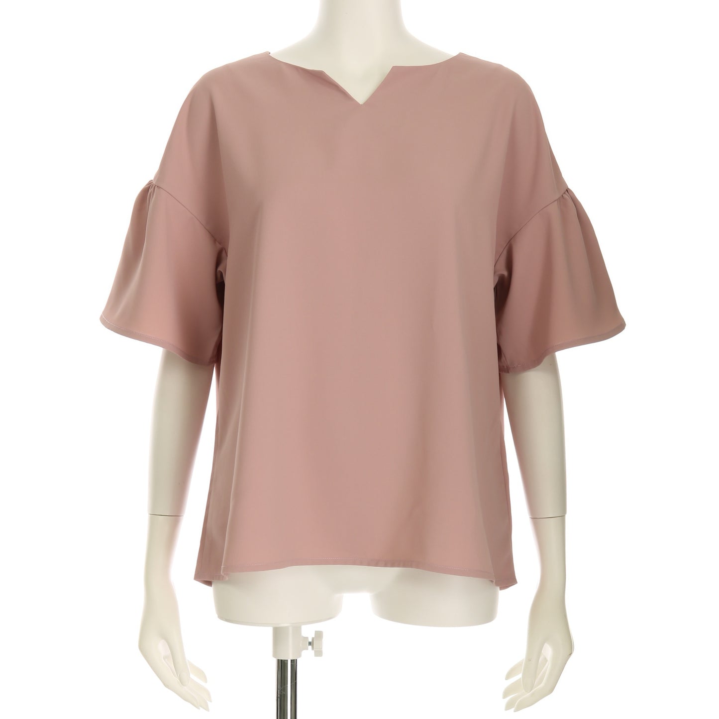 オープンフロントネックフレアスリーブブラウス