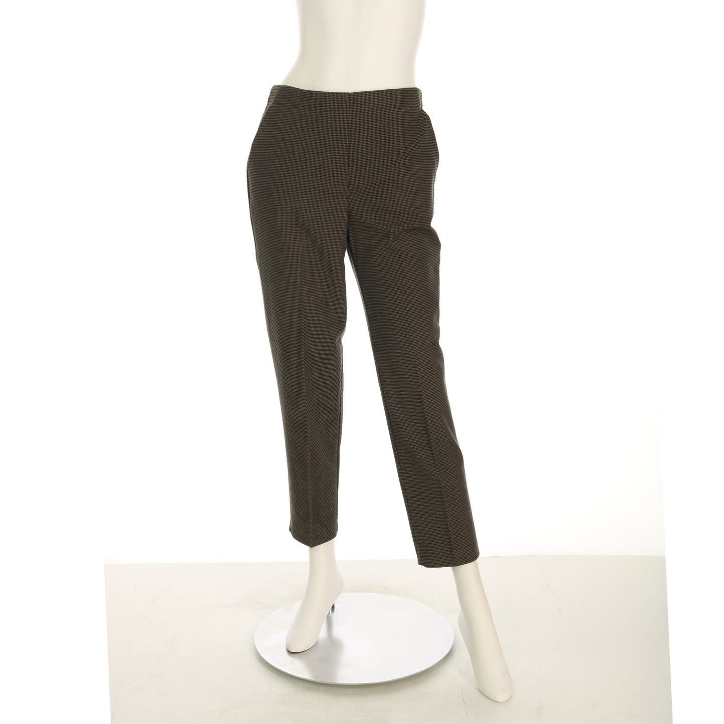 ウエストゴムチェック柄テーパードパンツ