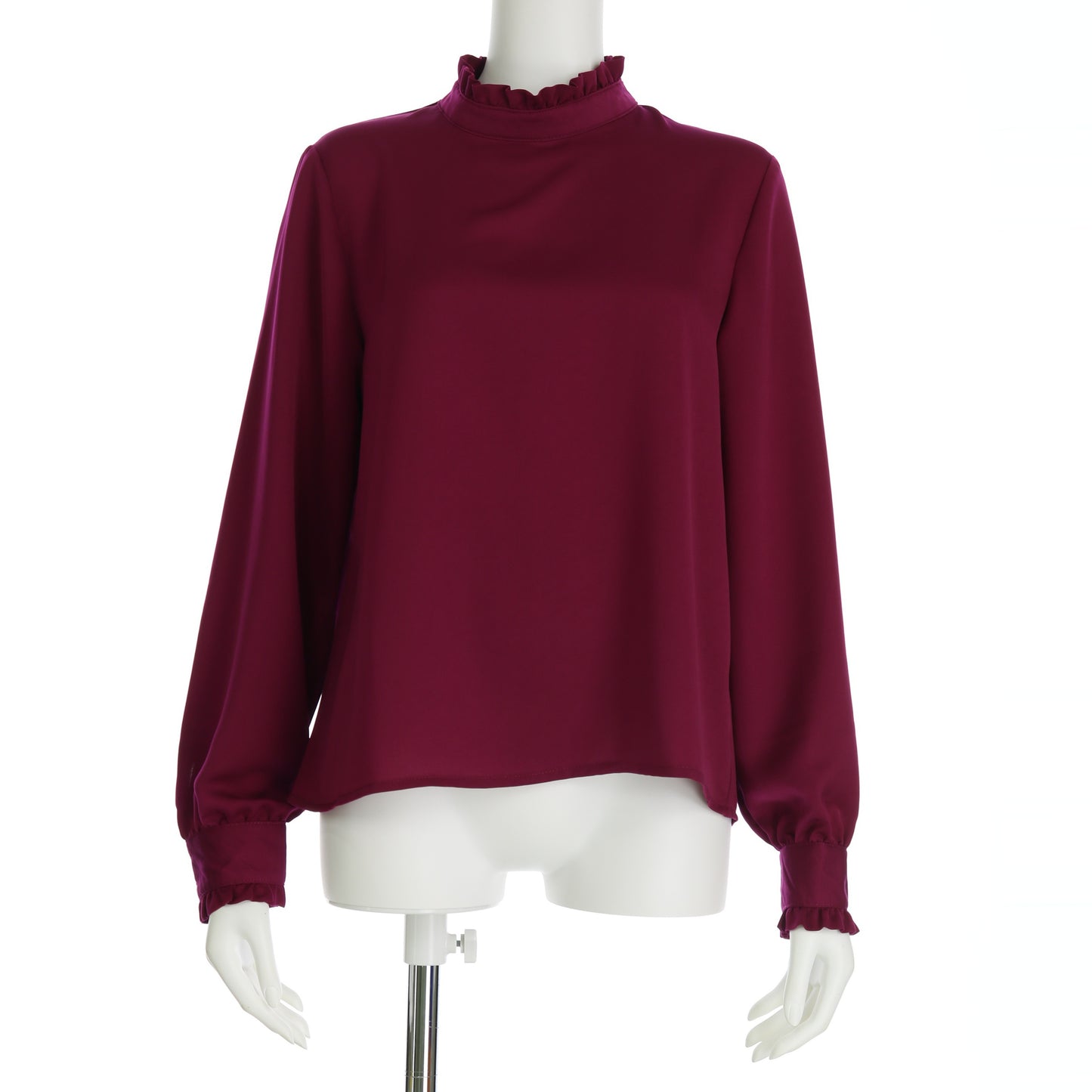 ハイネックフリルブラウス