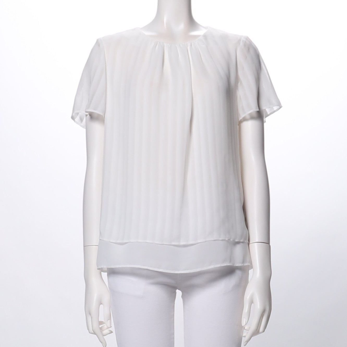 シャドーストライプ柄透け感ブラウス