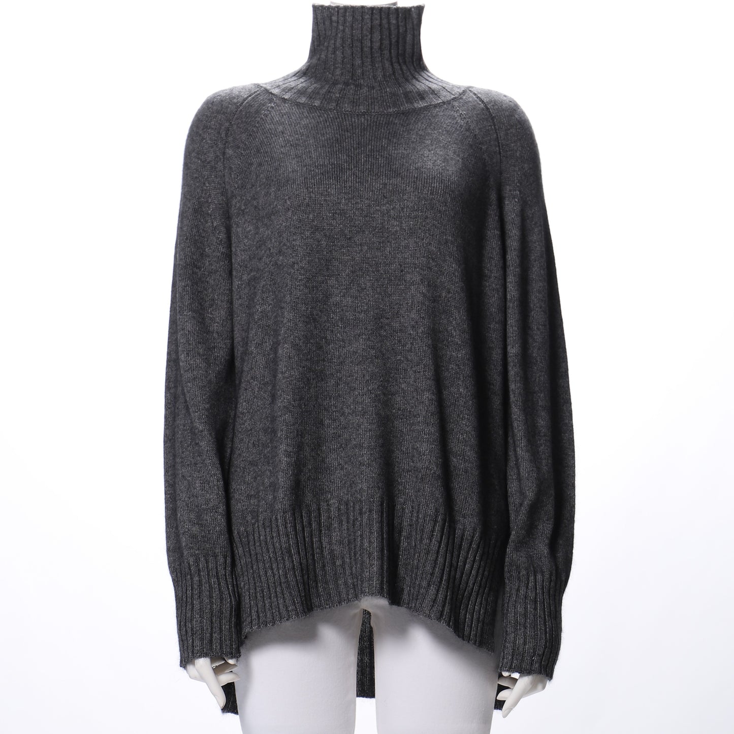 ラクーンリヨセル混サイドスリットタートルニットプルオーバー